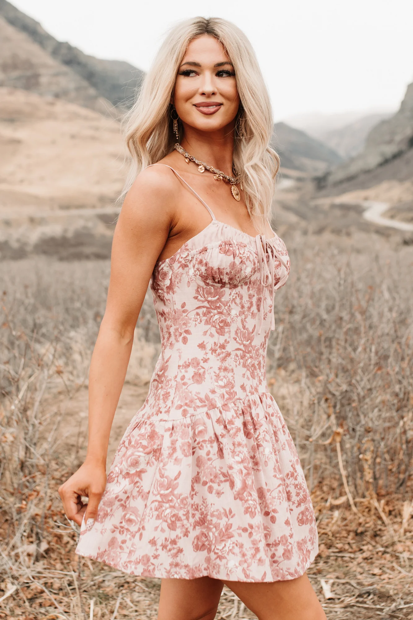 Sweet Energy Sleeveless Floral Mini Dress (Pink Rose) - Image 7