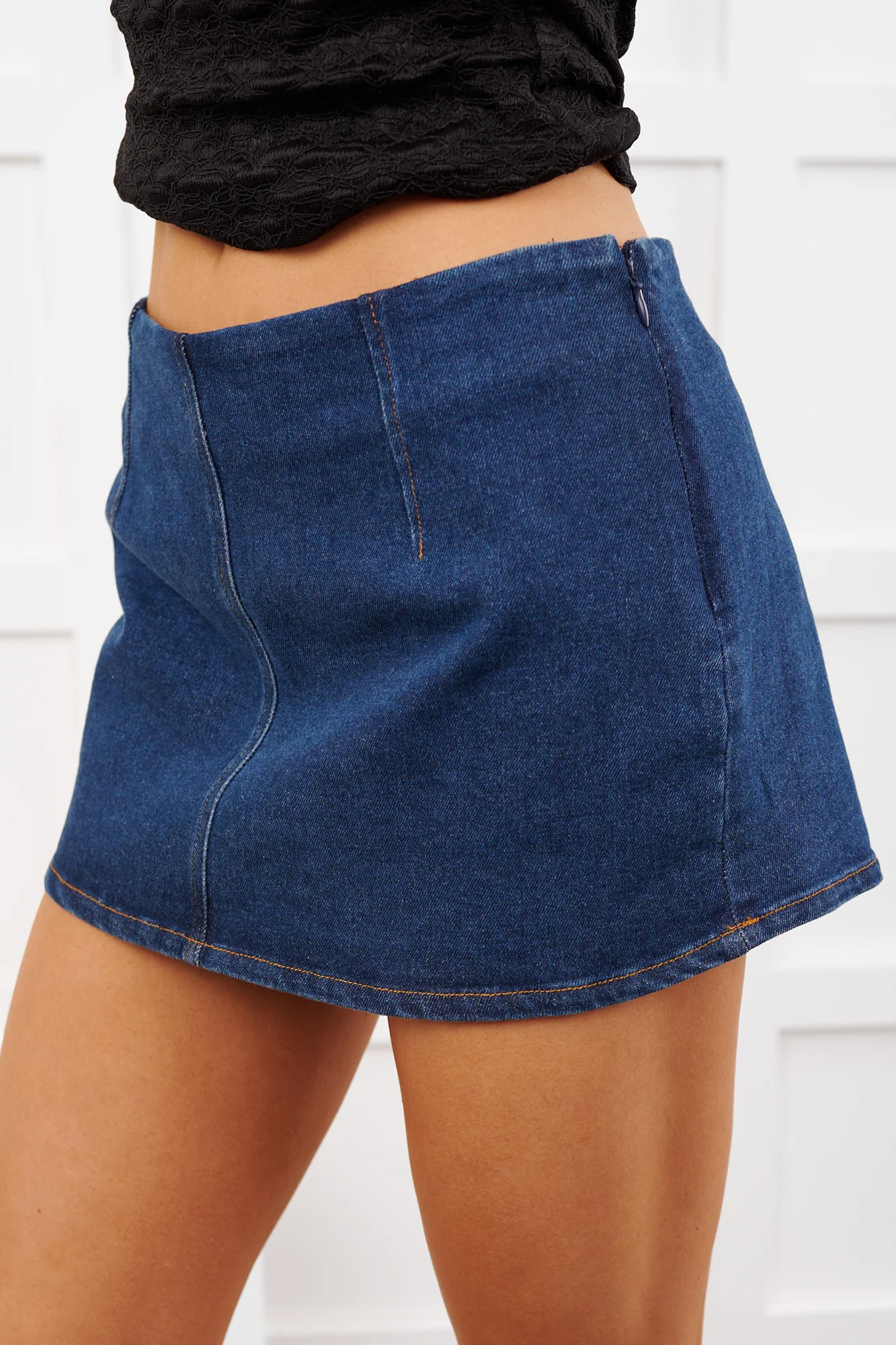 Sweet Feelings Denim Mini Skirt (Dark Denim) - Image 2