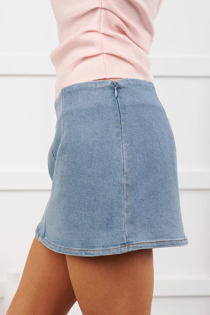 Sweet Feelings Denim Mini Skirt (Light Denim) - Image 4