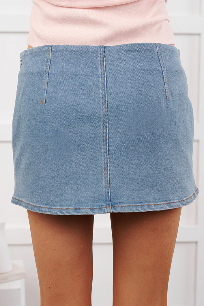 Sweet Feelings Denim Mini Skirt (Light Denim) - Image 5