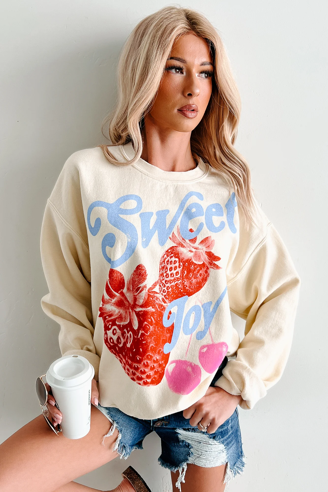 "Sweet Joy" Graphic Sweatshirt (French Vanilla) - Image 7