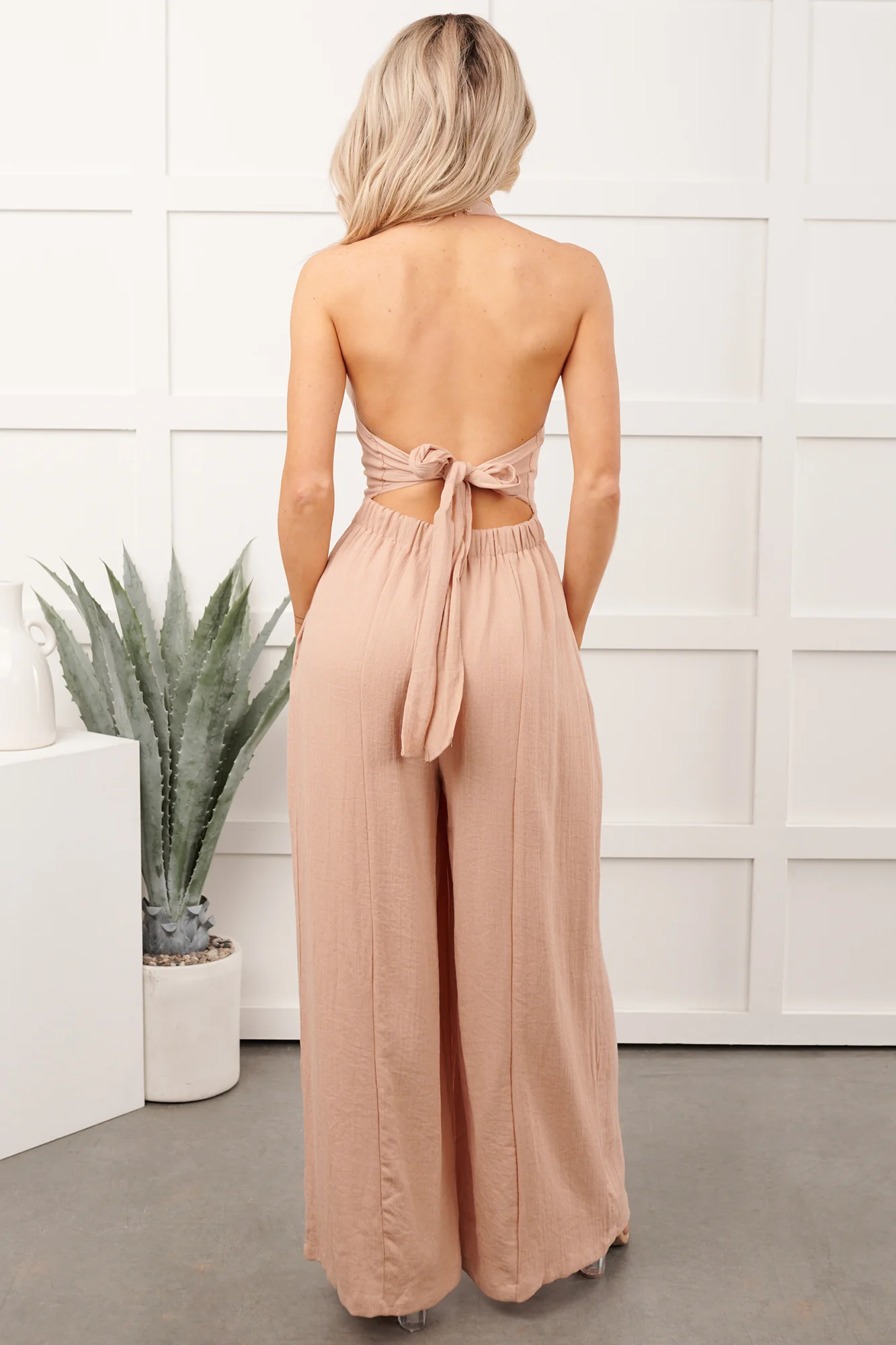 Sweet Like Spring Halter Neck Jumpsuit (Peach Blush) - Image 4