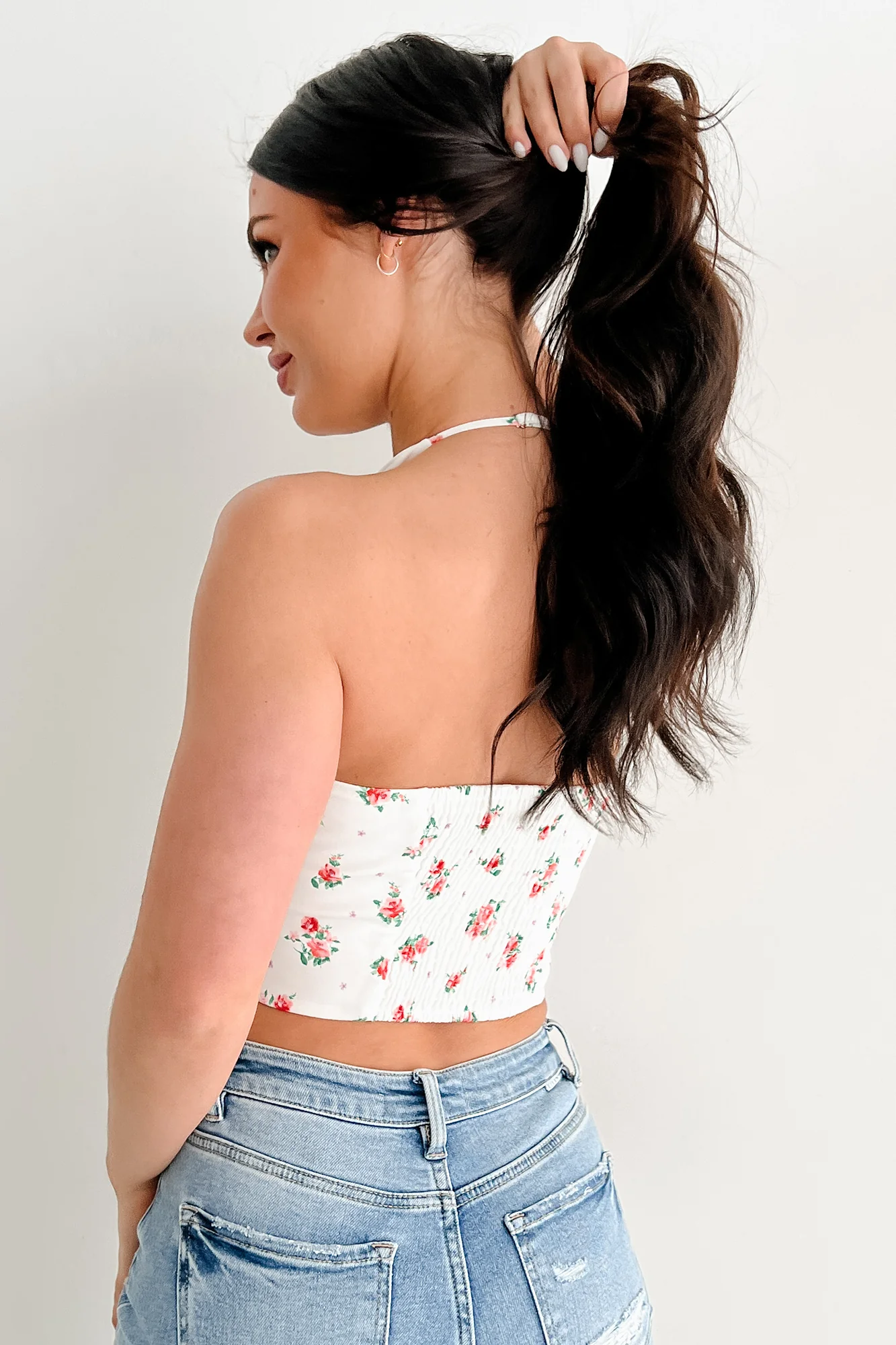 Sweet Tease Floral Halter Top (Off White) - Image 8