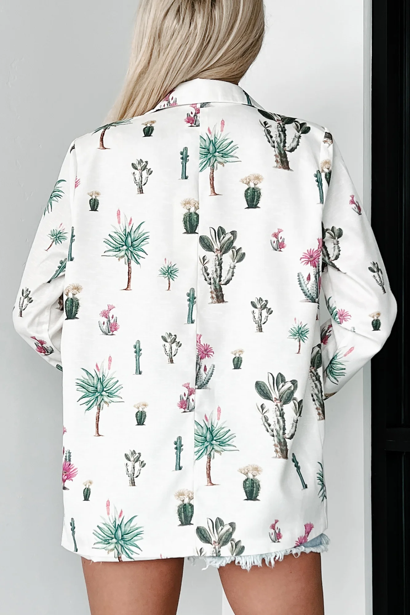 Take Only Memories Cactus Print Blazer (Cream Multi) - Image 9