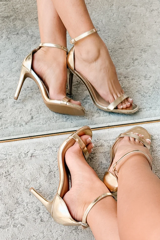 Taking Initiative Ankle Strap Heels (Gold) - Image 4