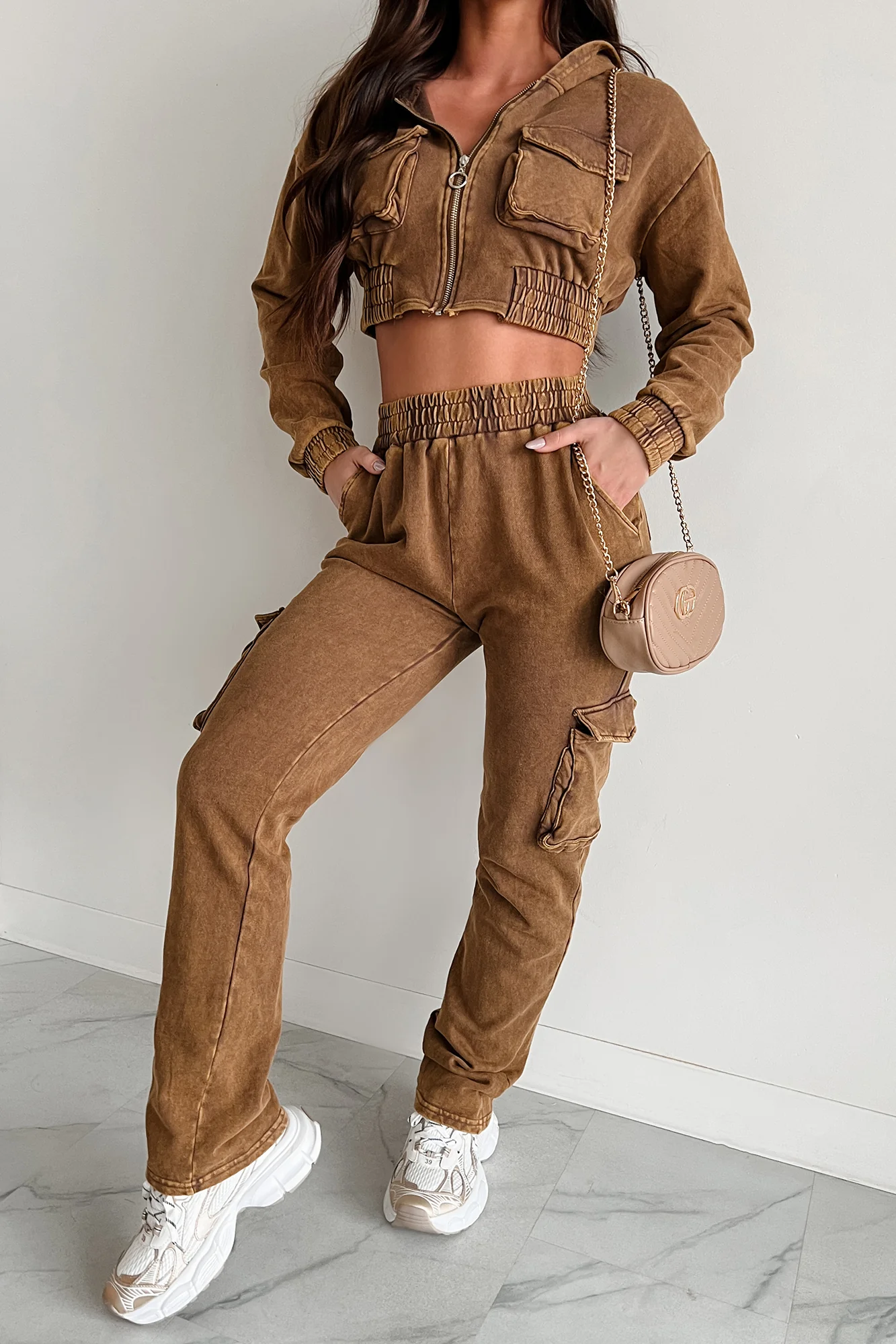 Talk Later Mineral Wash Hoodie & Sweatpants Set (Mocha) - Image 5