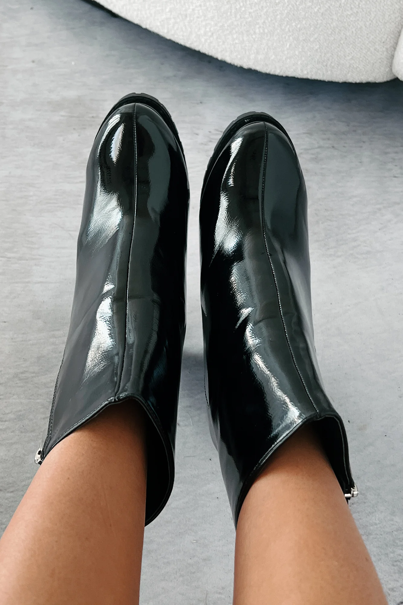 Tall Task Patent Leather Platform Booties (Black) - Image 3