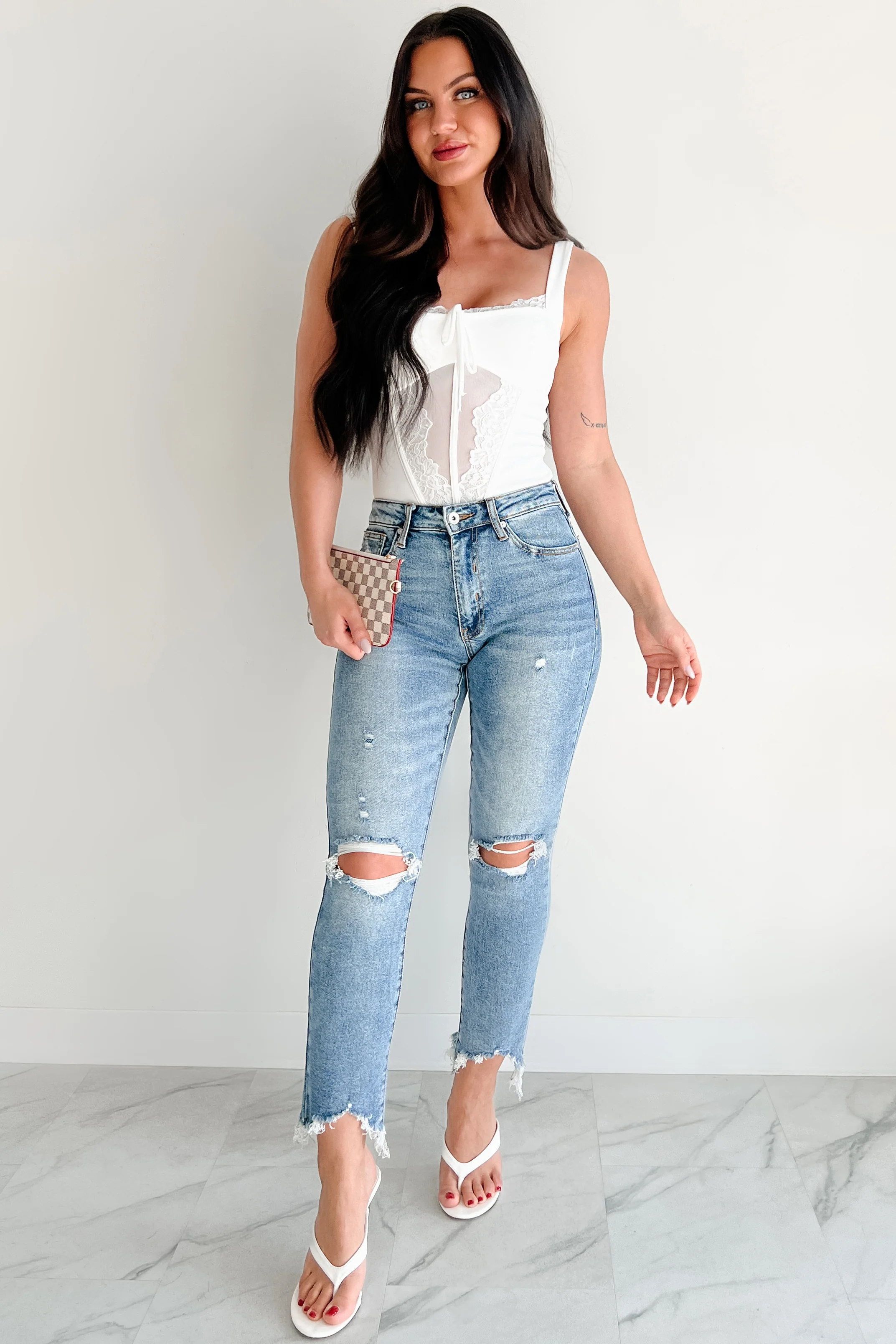 Tallie Mid Rise Distressed Slim Straight Special A Jeans (Medium Light) - Image 2