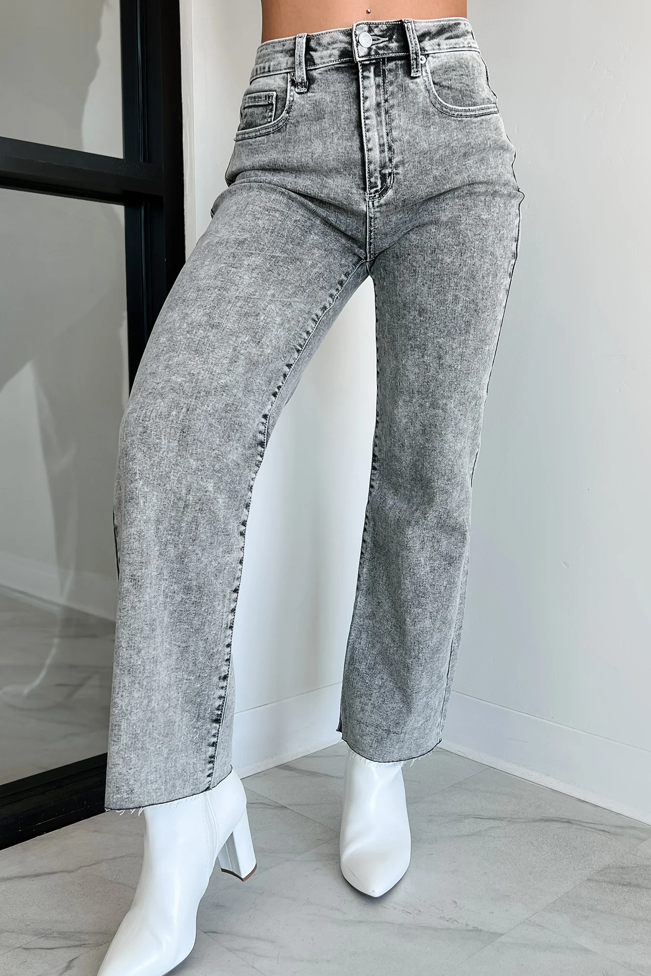 Tannis High Rise Wide Leg Sneak Peek Jeans (Light Acid) - Image 3