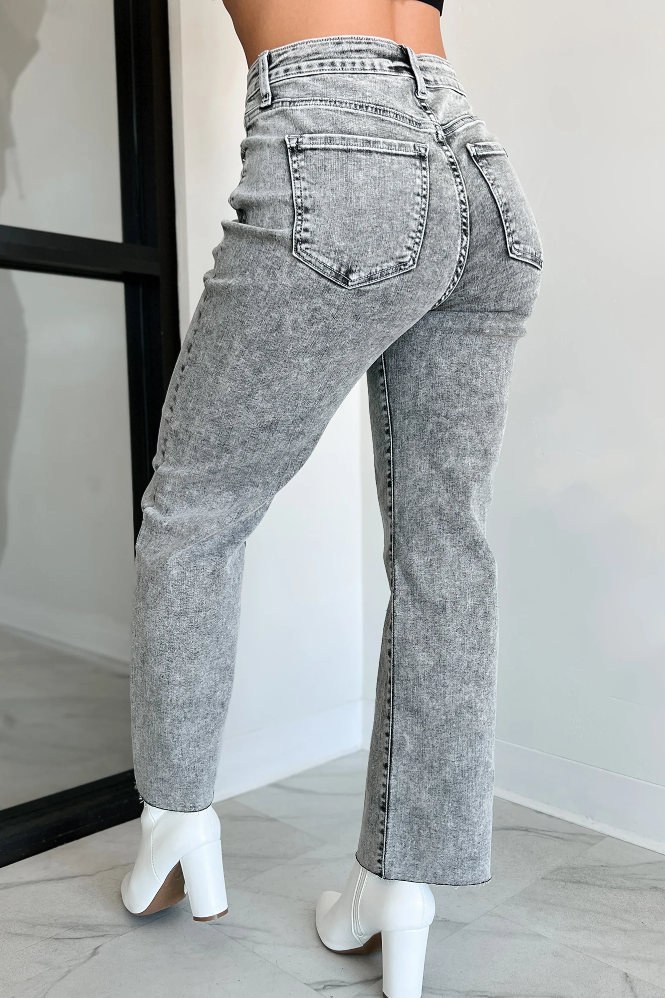 Tannis High Rise Wide Leg Sneak Peek Jeans (Light Acid) - Image 4