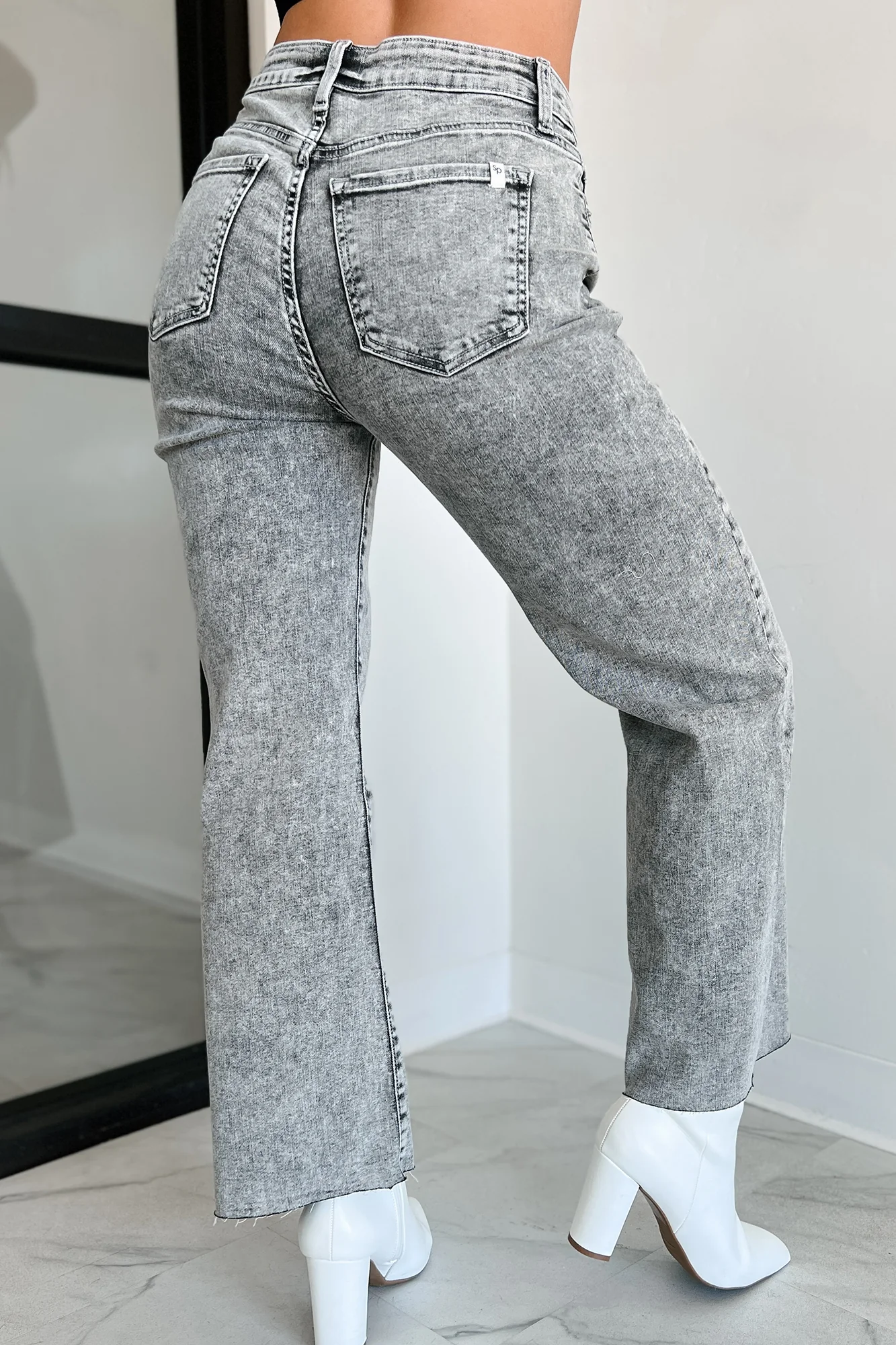 Tannis High Rise Wide Leg Sneak Peek Jeans (Light Acid) - Image 5