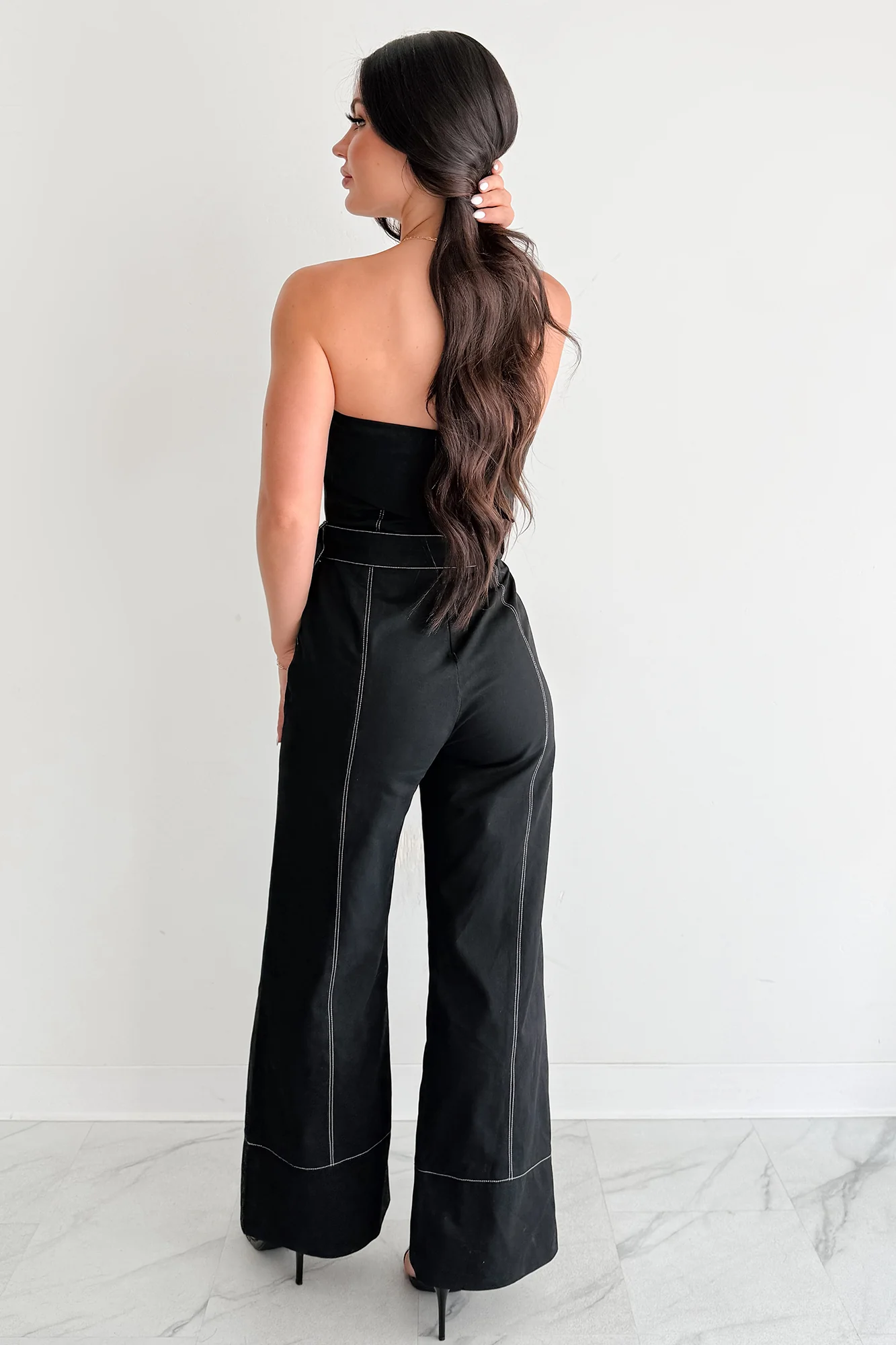 Taste Maker Strapless Wide Leg Jumpsuit (Black) - Image 5