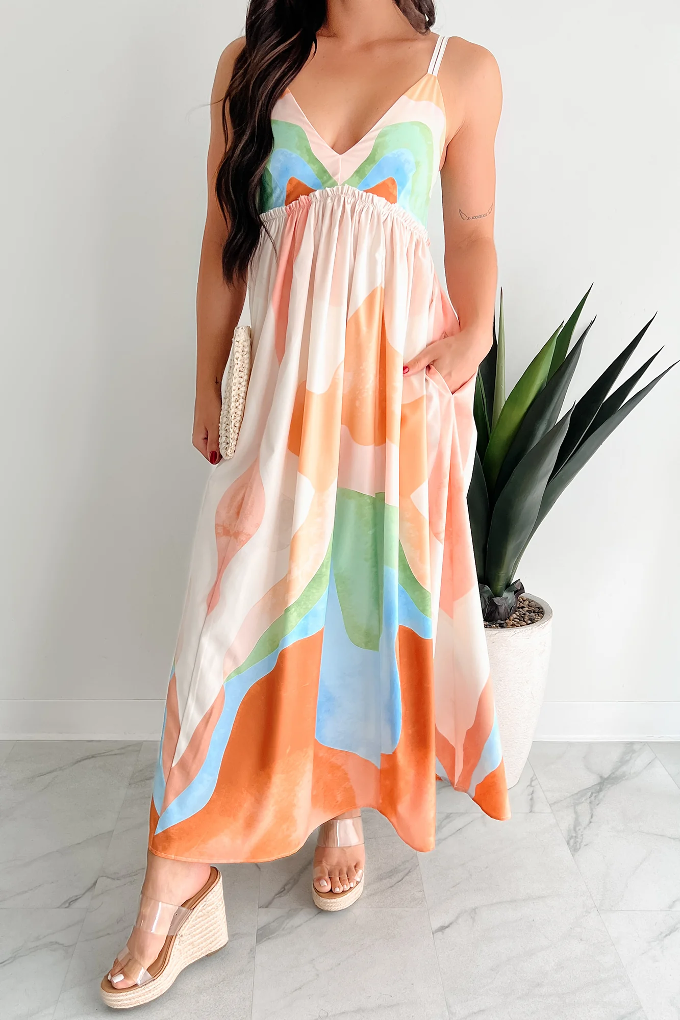 Tastefully Bold Printed Maxi Dress (Orange Combo) - Image 2