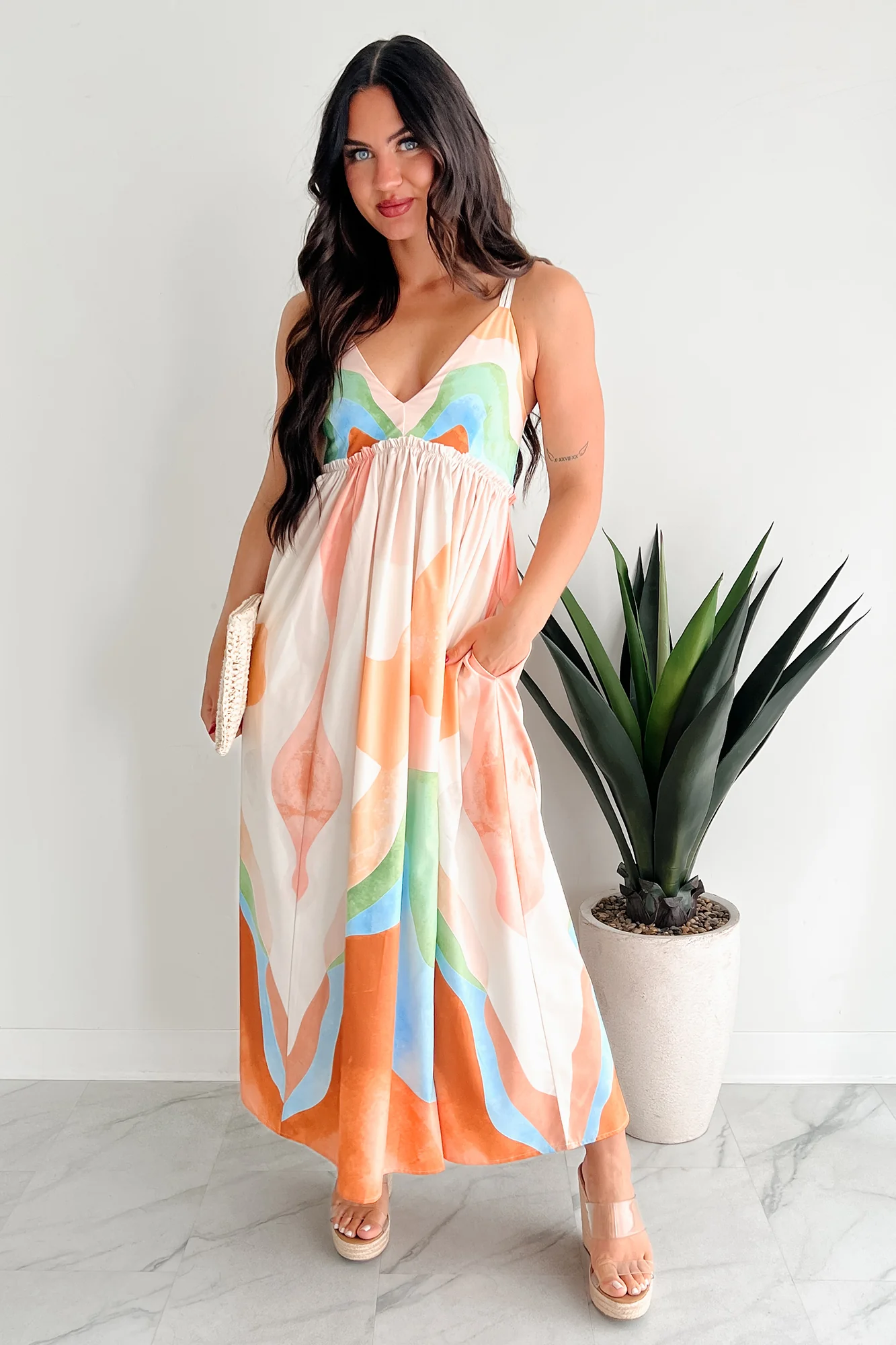 Tastefully Bold Printed Maxi Dress (Orange Combo) - Image 3