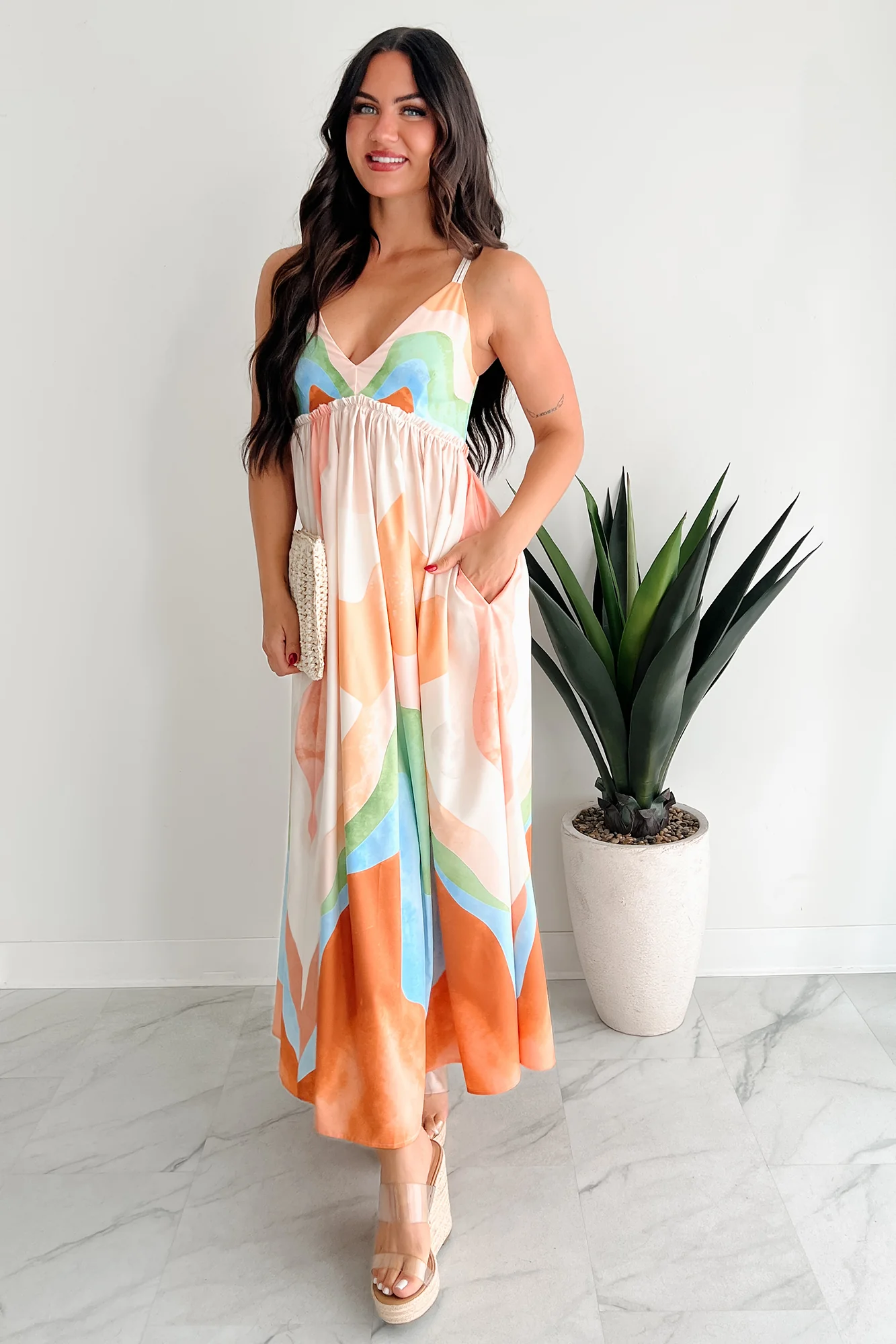 Tastefully Bold Printed Maxi Dress (Orange Combo) - Image 4