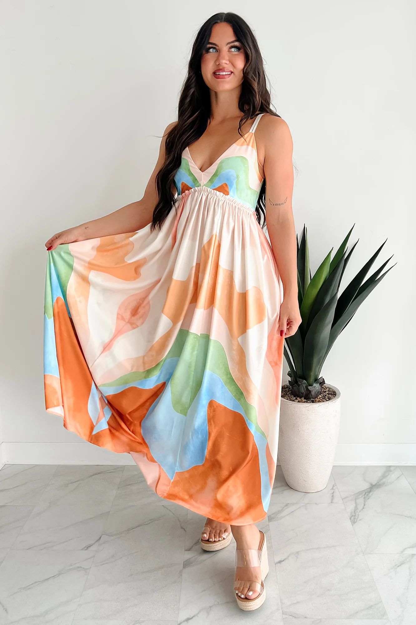Tastefully Bold Printed Maxi Dress (Orange Combo) - Image 5
