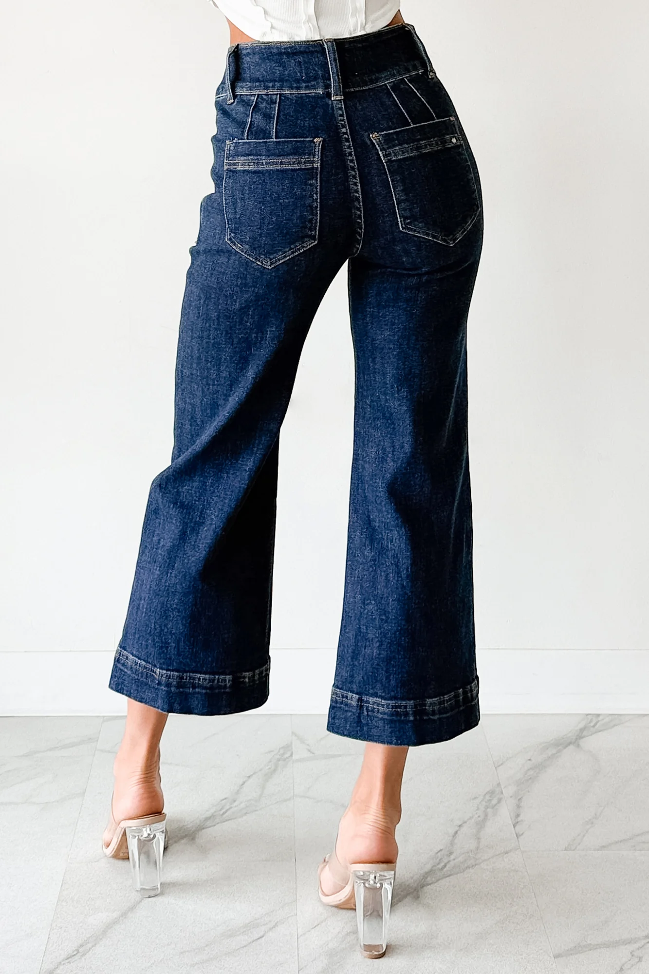 Tatum Wide Leg Mica Denim Crop Jeans (French Navy) - Image 4