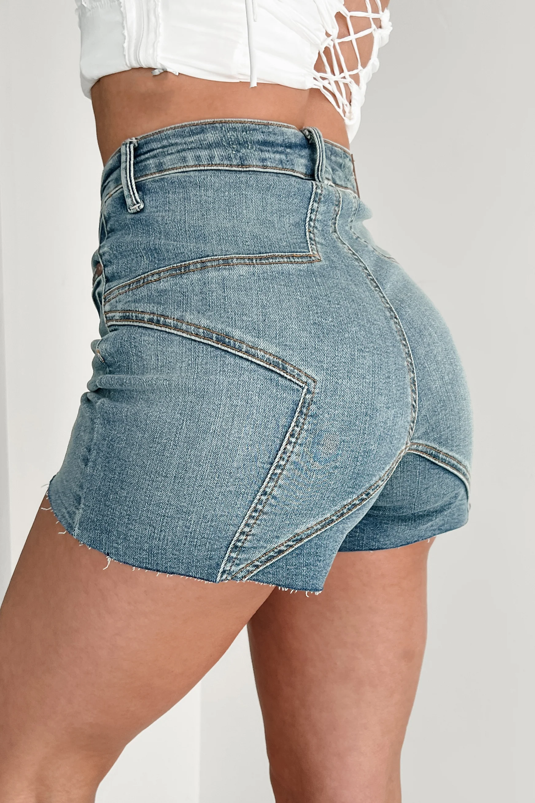 Tatyana High Rise Star Stitch Judy Blue Denim Shorts (Medium) - Image 8