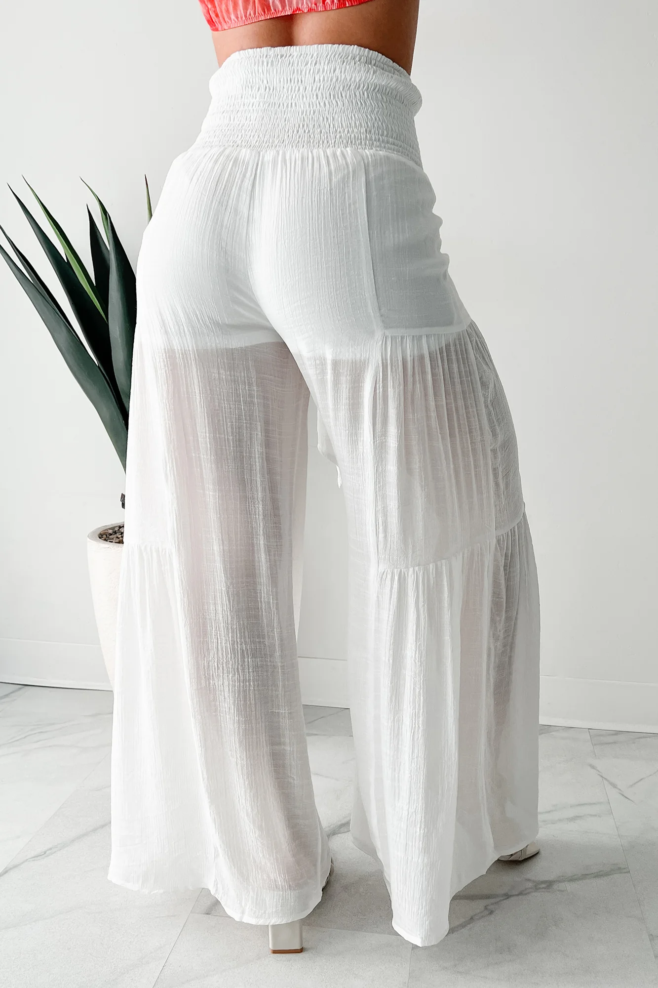 That Time Of Year Tiered Flowy Pants (White) - Image 7