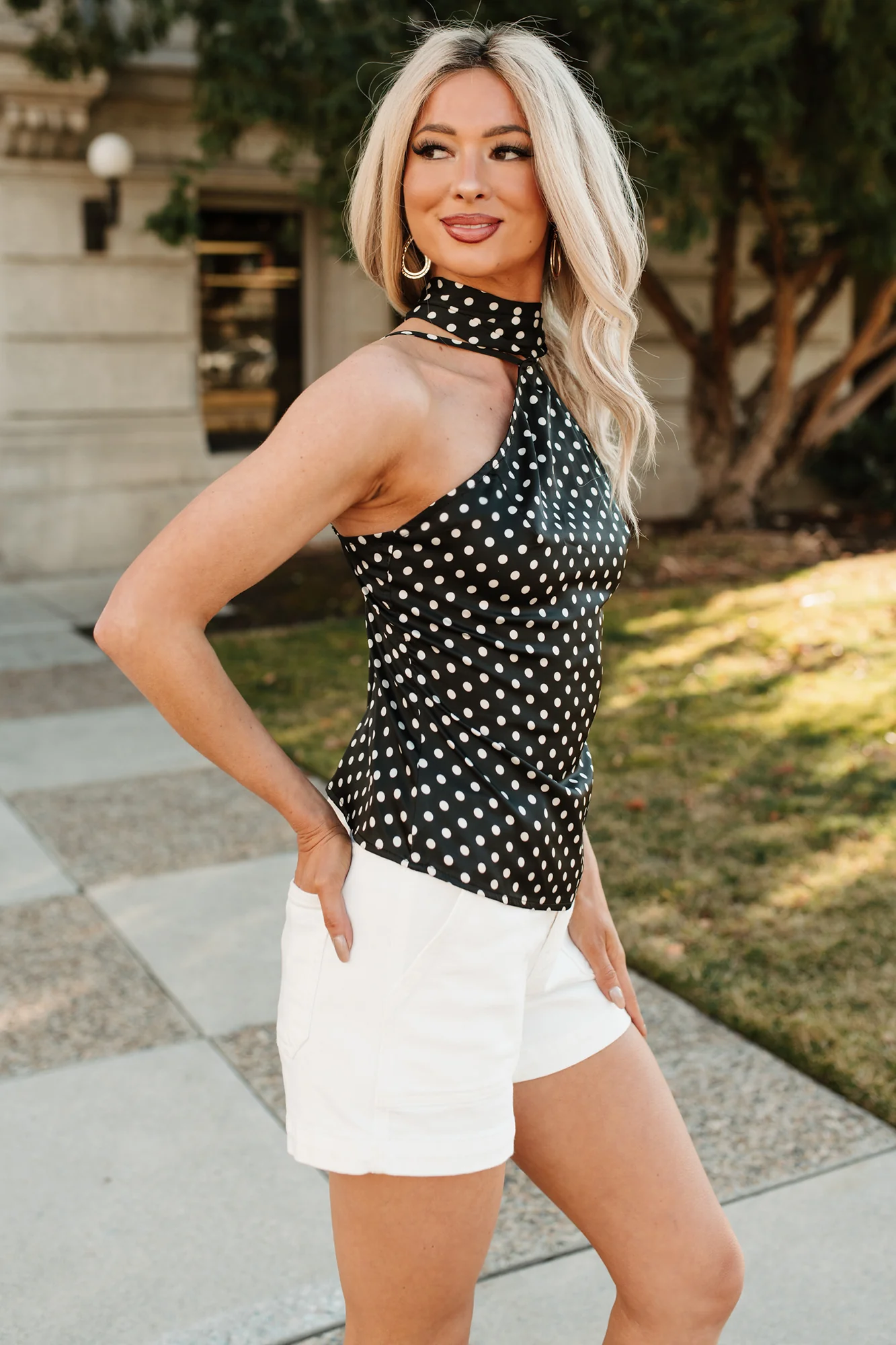 The After Party Polka Dot Halter Top (Black) - Image 6