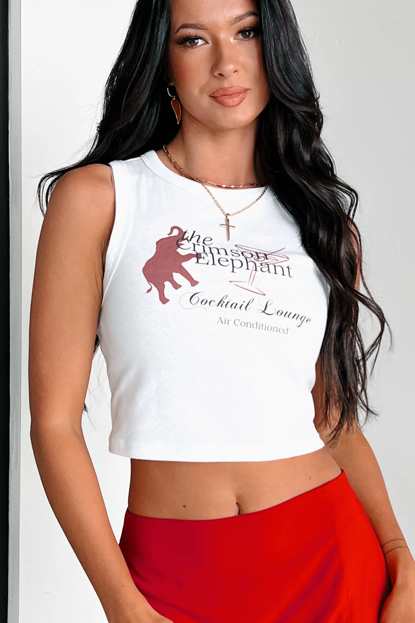 "The Crimson Elephant" Graphic Tank Top (White) - Image 12