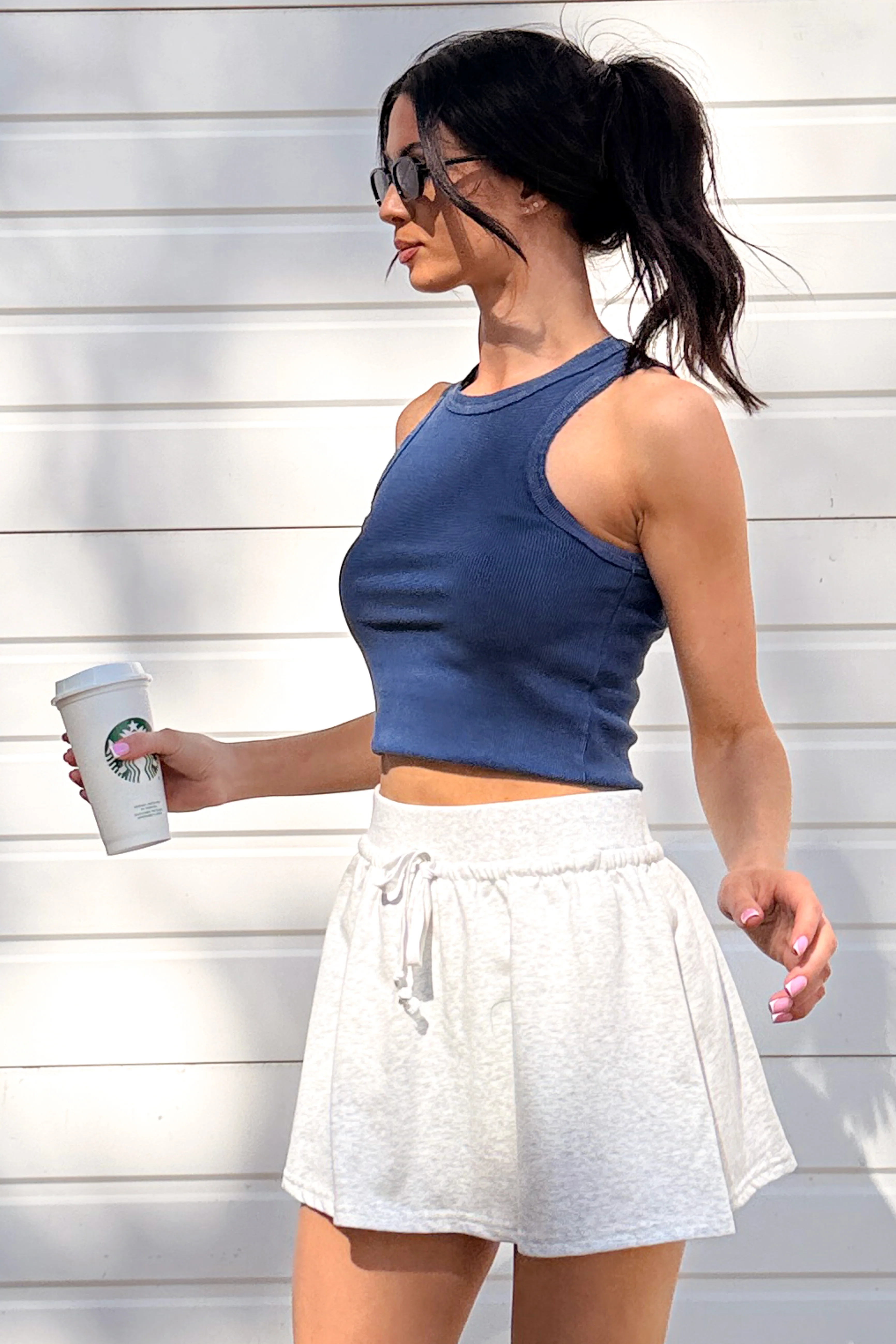 The Everyday Edit Acid Wash Ribbed Tank Top (Navy) - Image 5