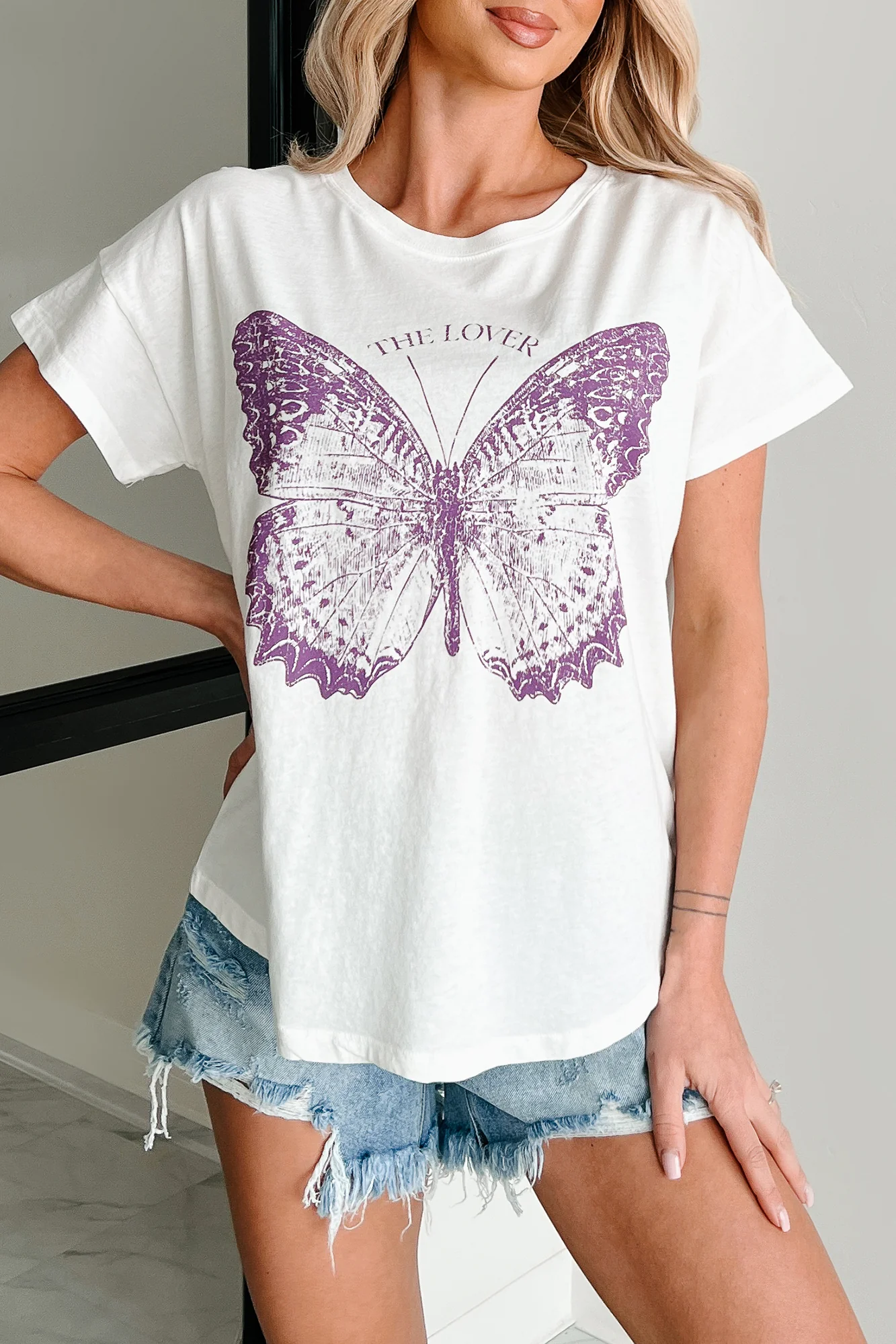 "The Lover" Butterfly Graphic T-Shirt (Ivory) - Image 5