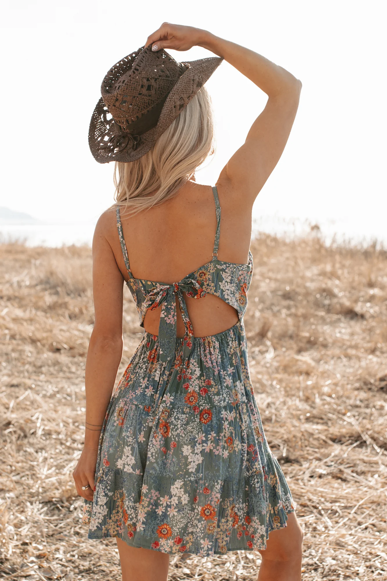 The Right Place Sleeveless Floral Mini Dress (Green) - Image 2