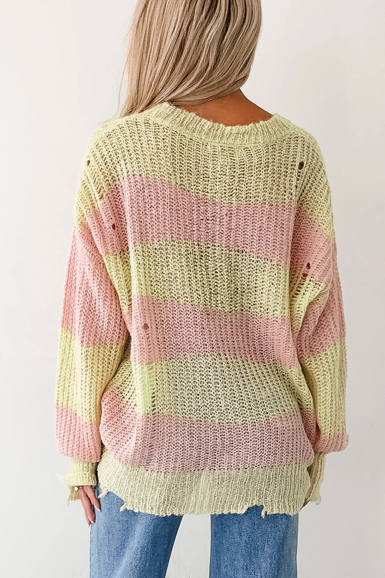 The Soft Life Signature 8 Striped Knit Pullover (Lime/Pink) - Image 5