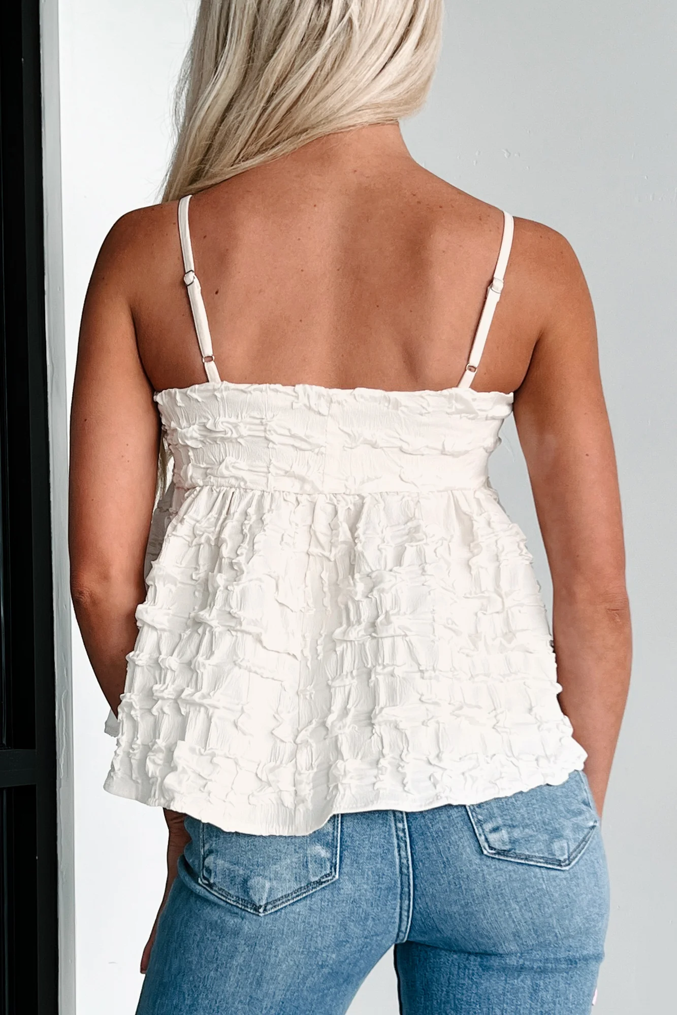 The Sweetest Sound Textured Babydoll Tank (Cream) - Image 3