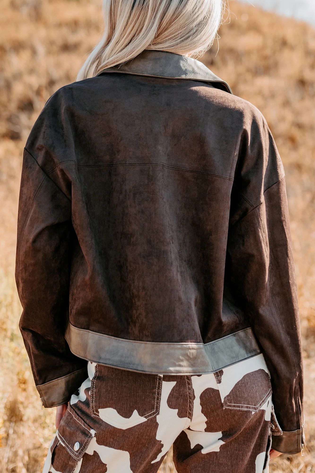 The Takeover Suede Faux Leather Jacket (Dark Brown) - Image 5