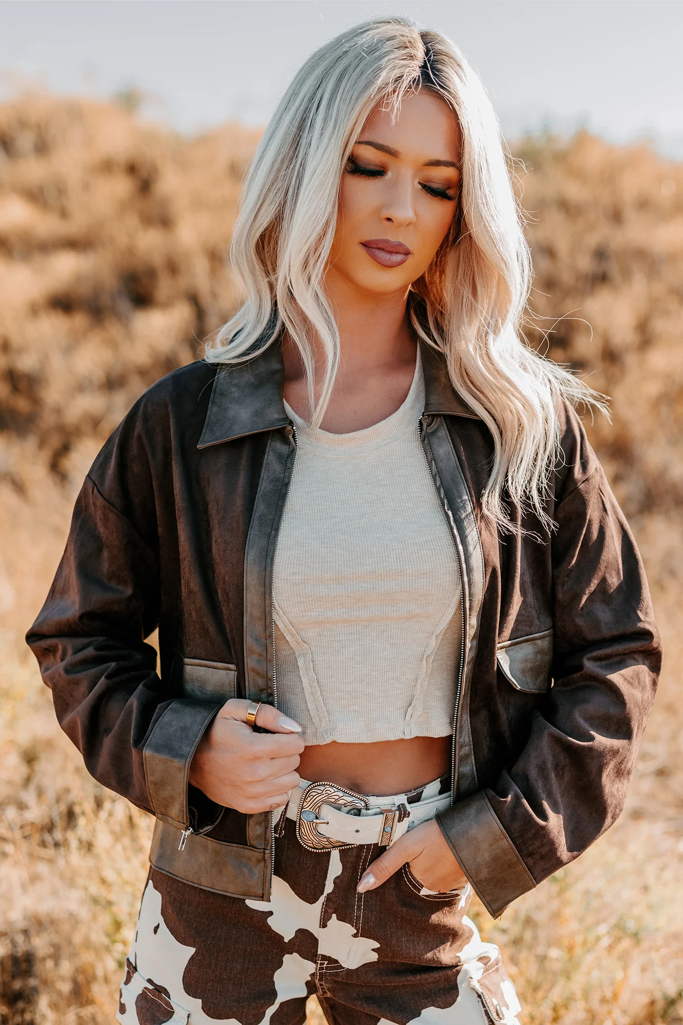 The Takeover Suede Faux Leather Jacket (Dark Brown) - Image 6