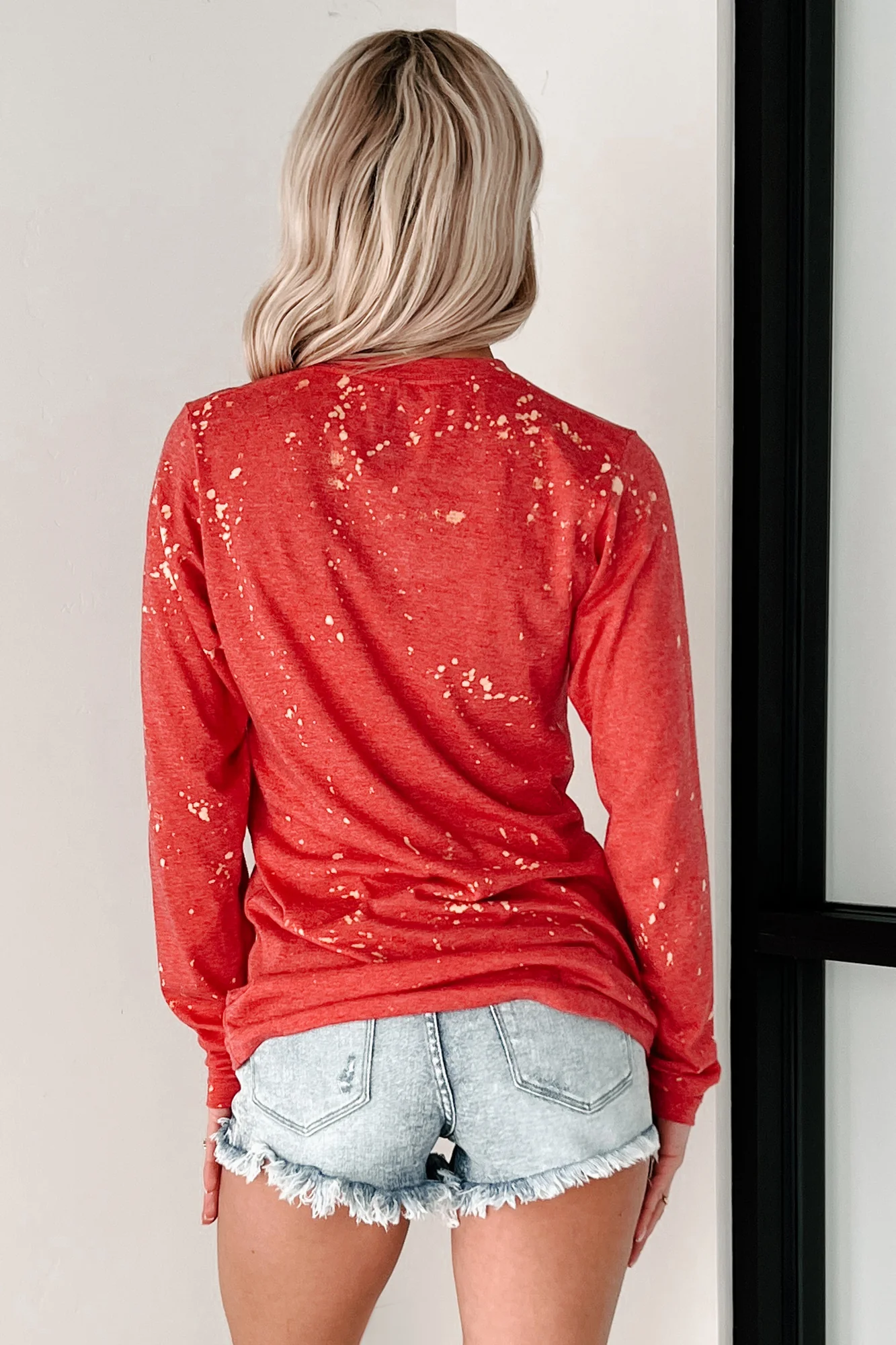 "The Way Carbs Love My Thighs" Graphic Long Sleeve Shirt (Red) - Image 4
