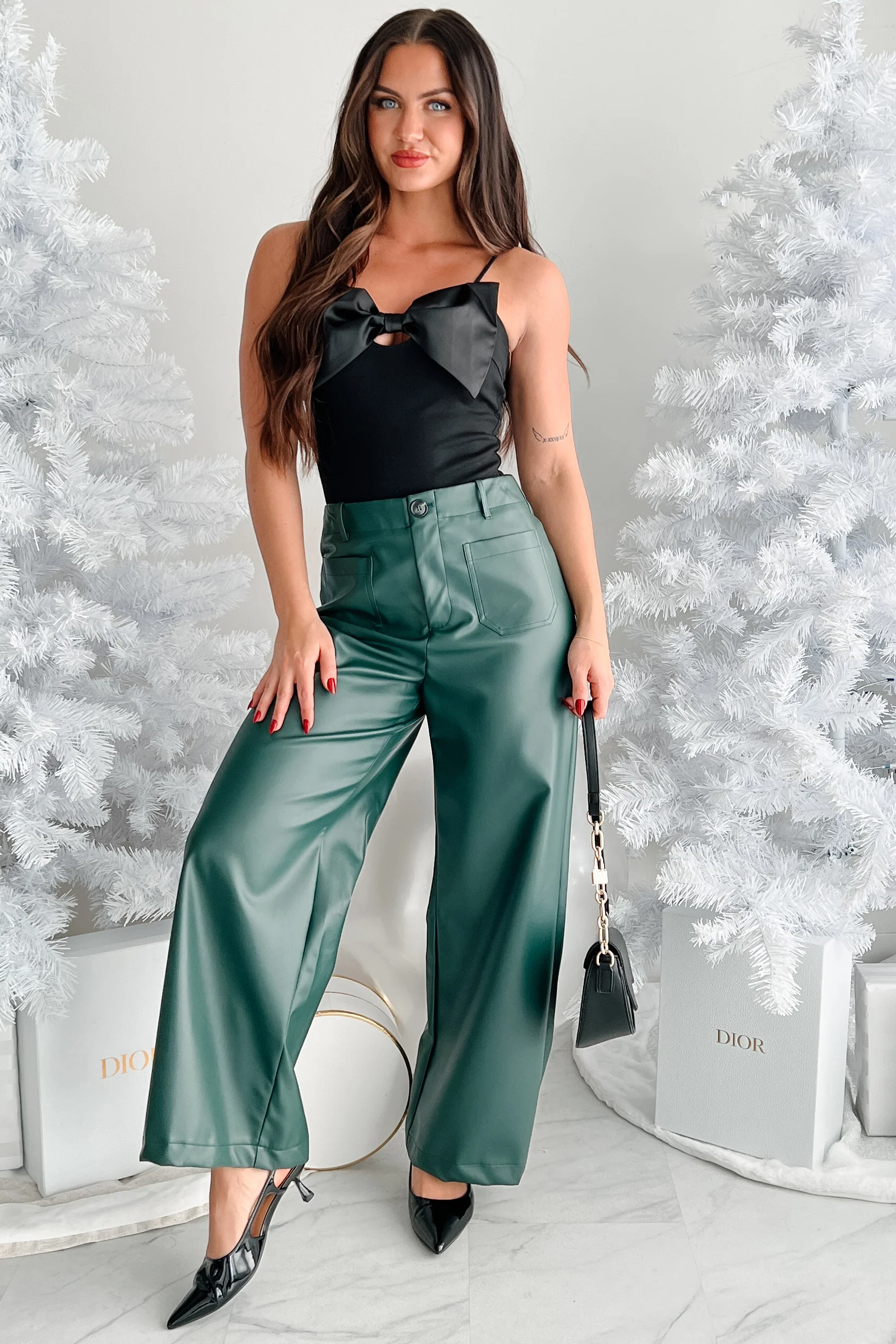 The World Awaits Bow Detail Bodysuit (Black) - Image 6