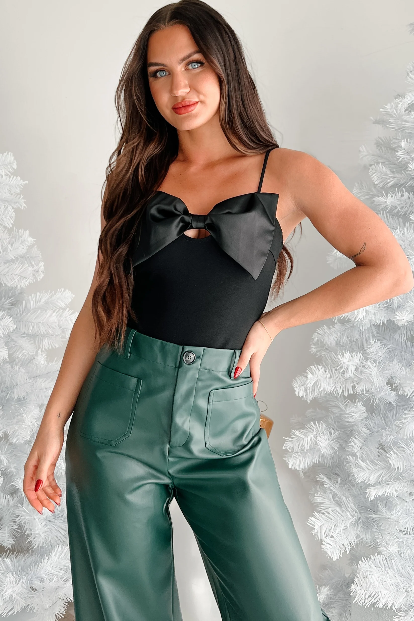 The World Awaits Bow Detail Bodysuit (Black) - Image 7
