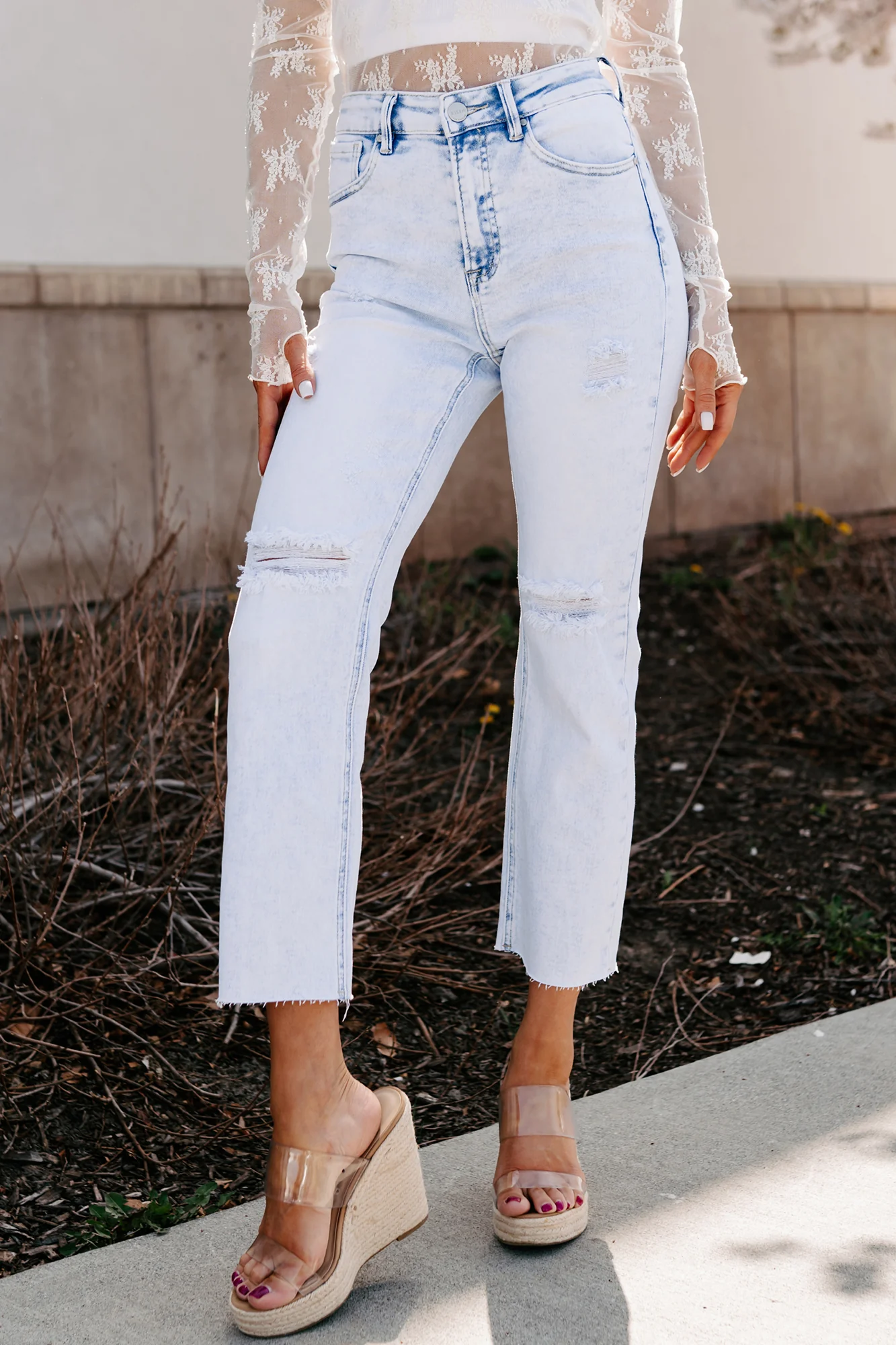 Theresa High Rise Distressed Risen Jeans (Acid Light) - Image 5