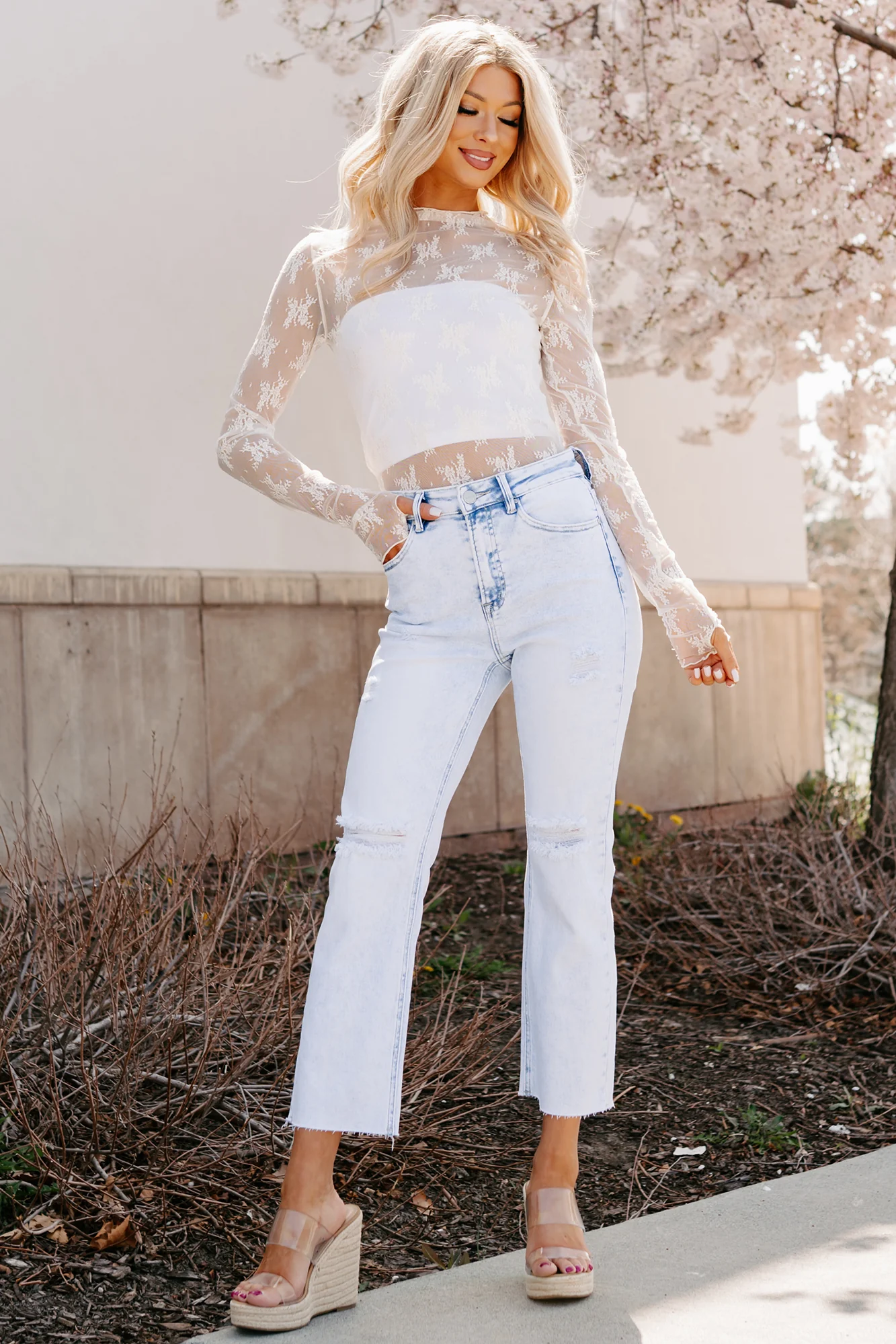 Theresa High Rise Distressed Risen Jeans (Acid Light) - Image 8