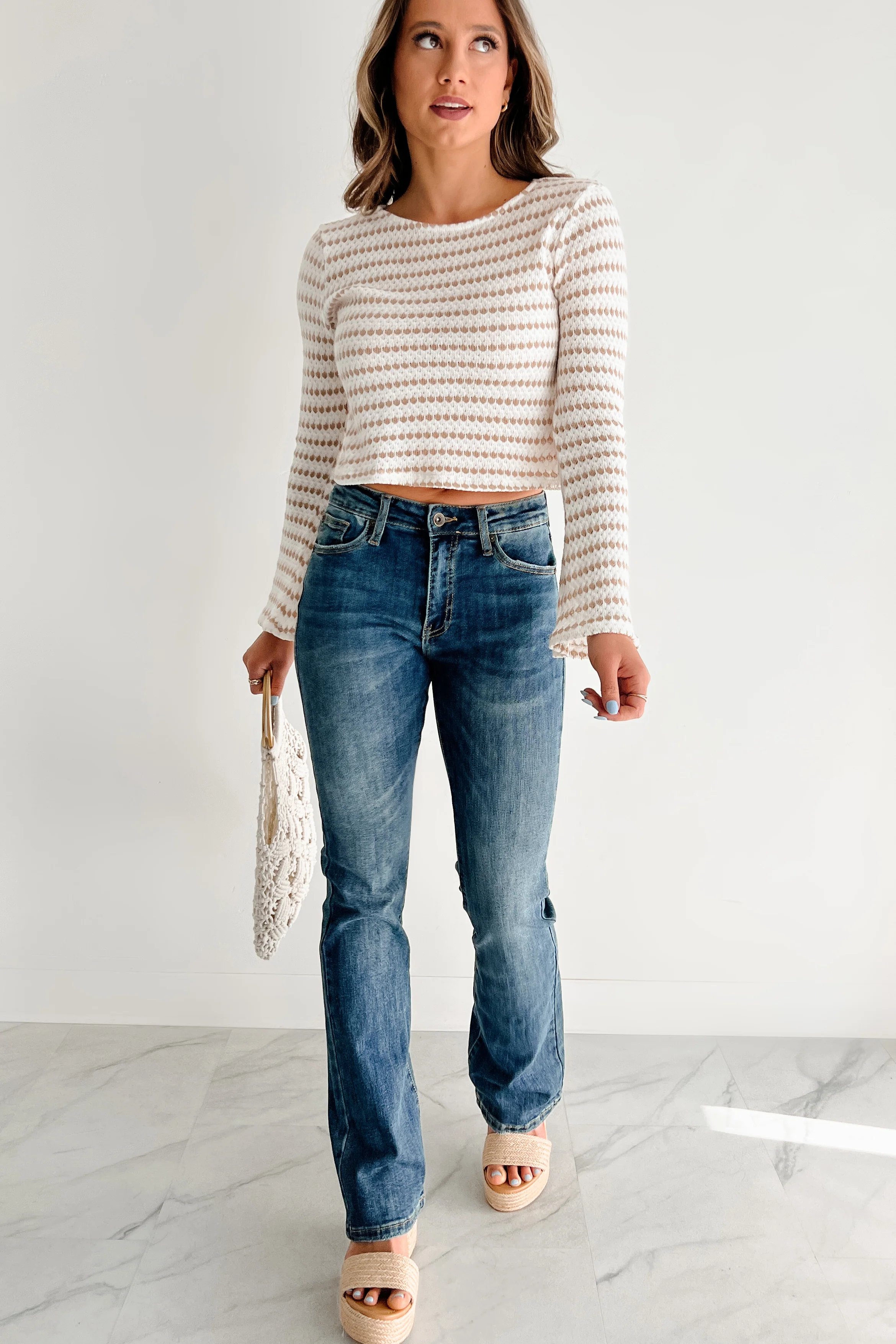 Timeless Charm Striped Long Sleeve Top (Cream/Taupe) - Image 7