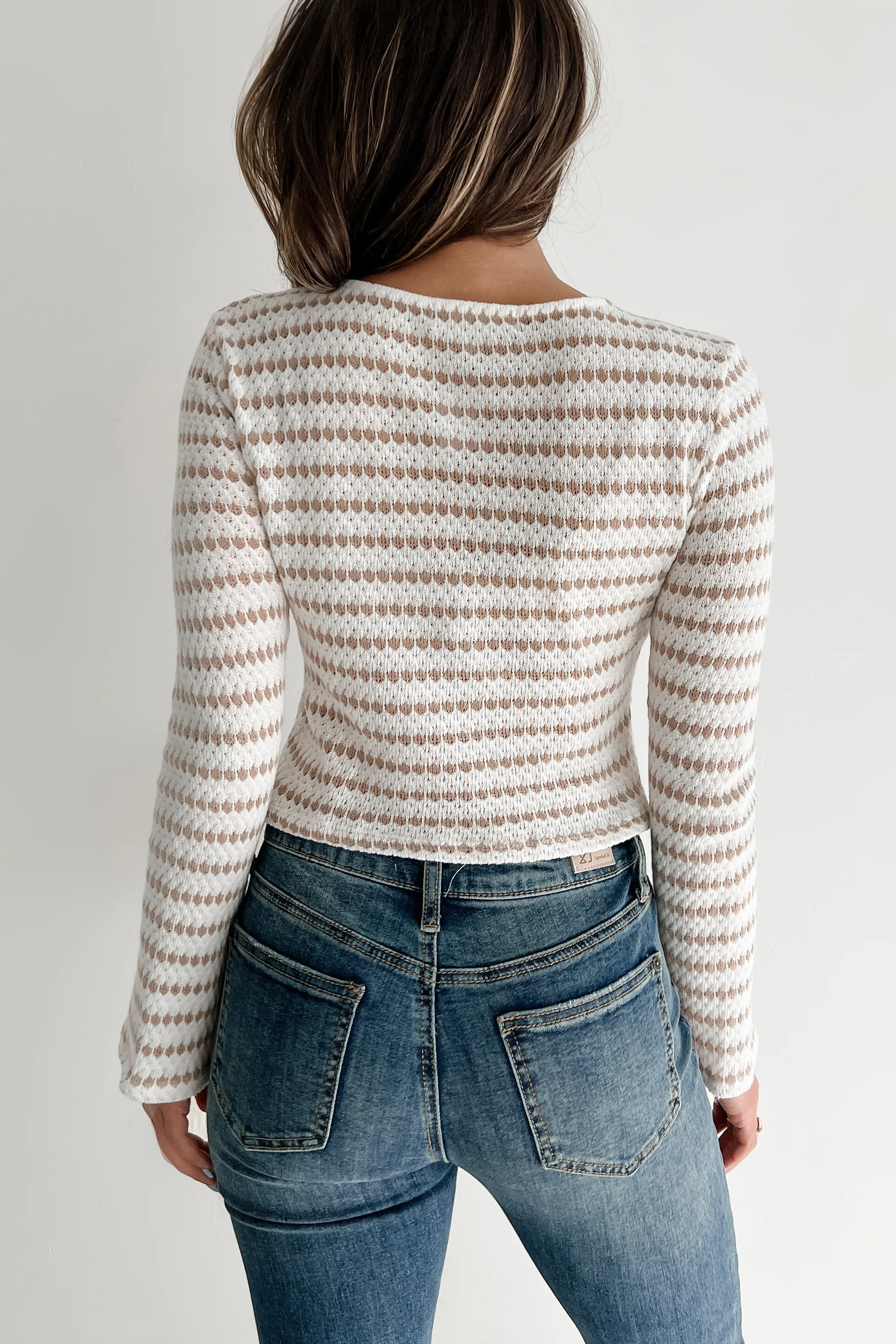 Timeless Charm Striped Long Sleeve Top (Cream/Taupe) - Image 9