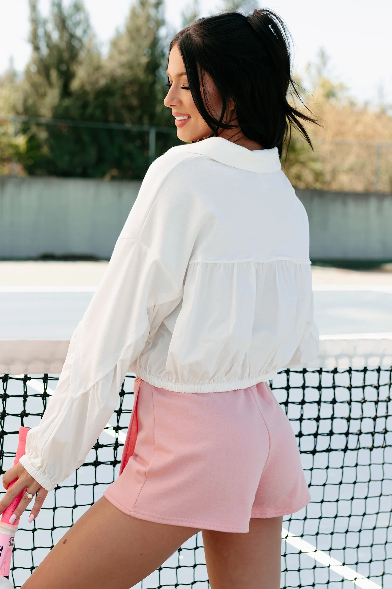 Timeless Journey Half-Zip Crop Top (Off White) - Image 3
