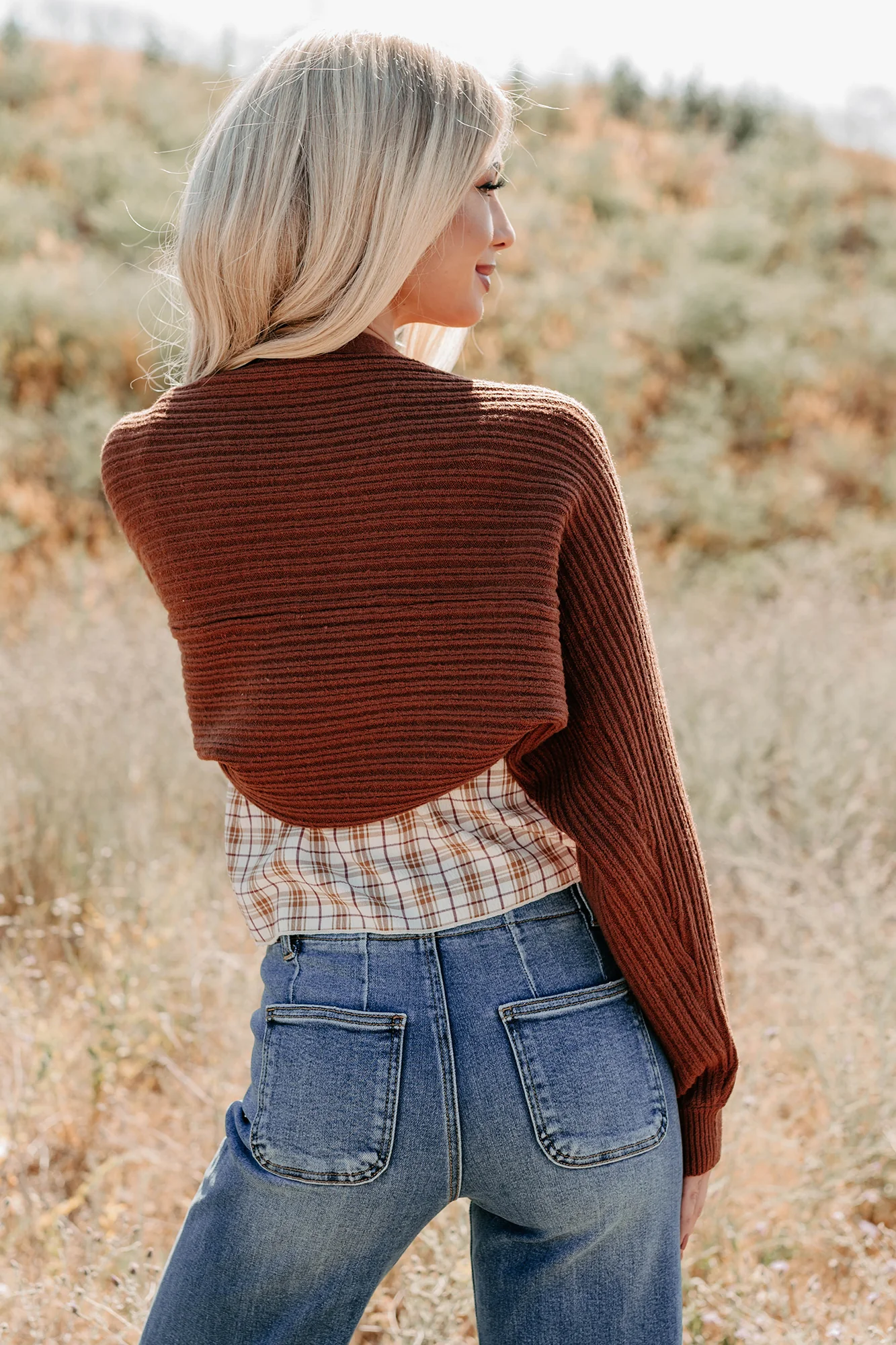 Toasted Coconut Season Bolero Shrug Cardigan (Chestnut) - Image 3