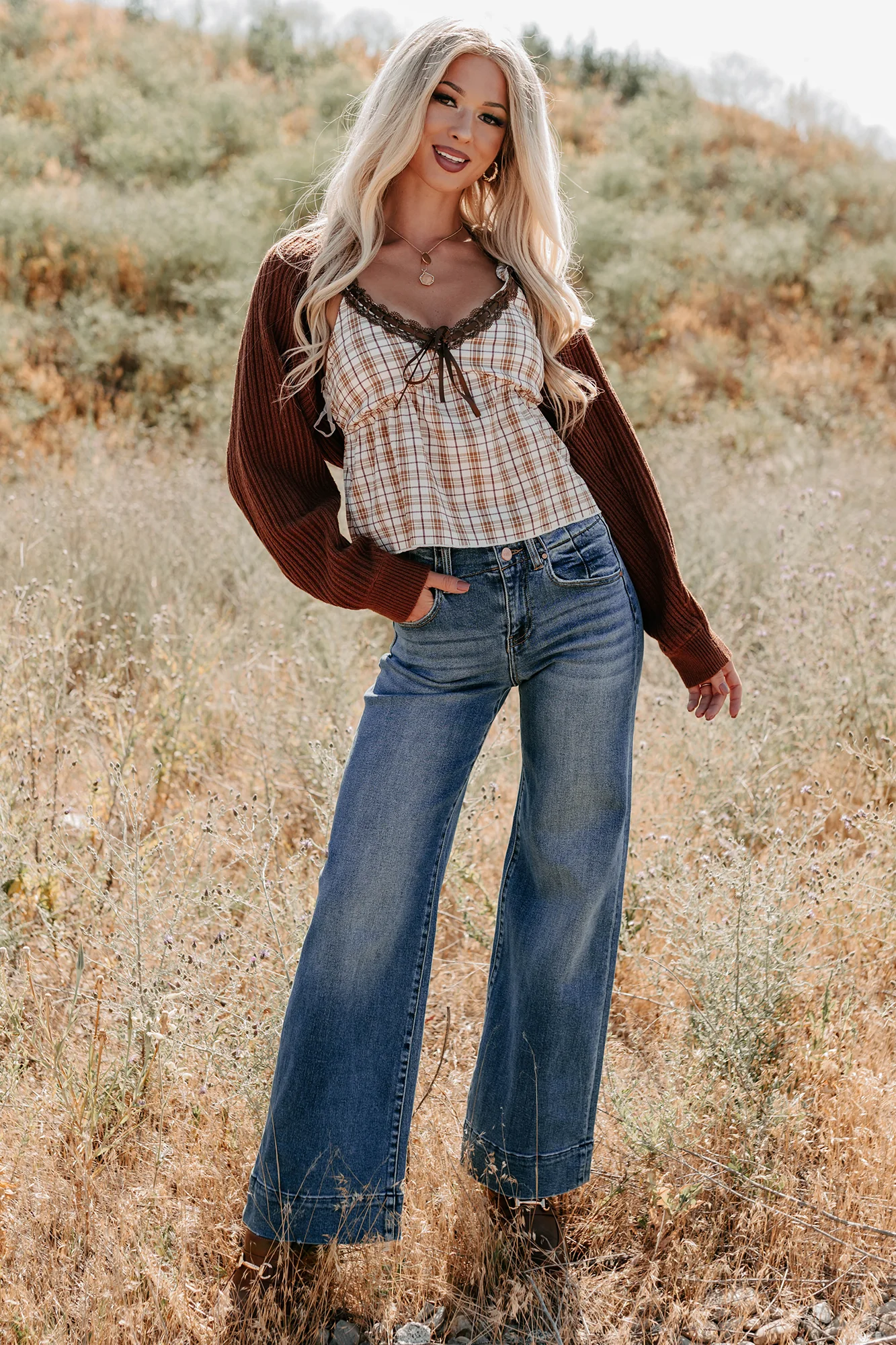 Toasted Coconut Season Bolero Shrug Cardigan (Chestnut) - Image 4
