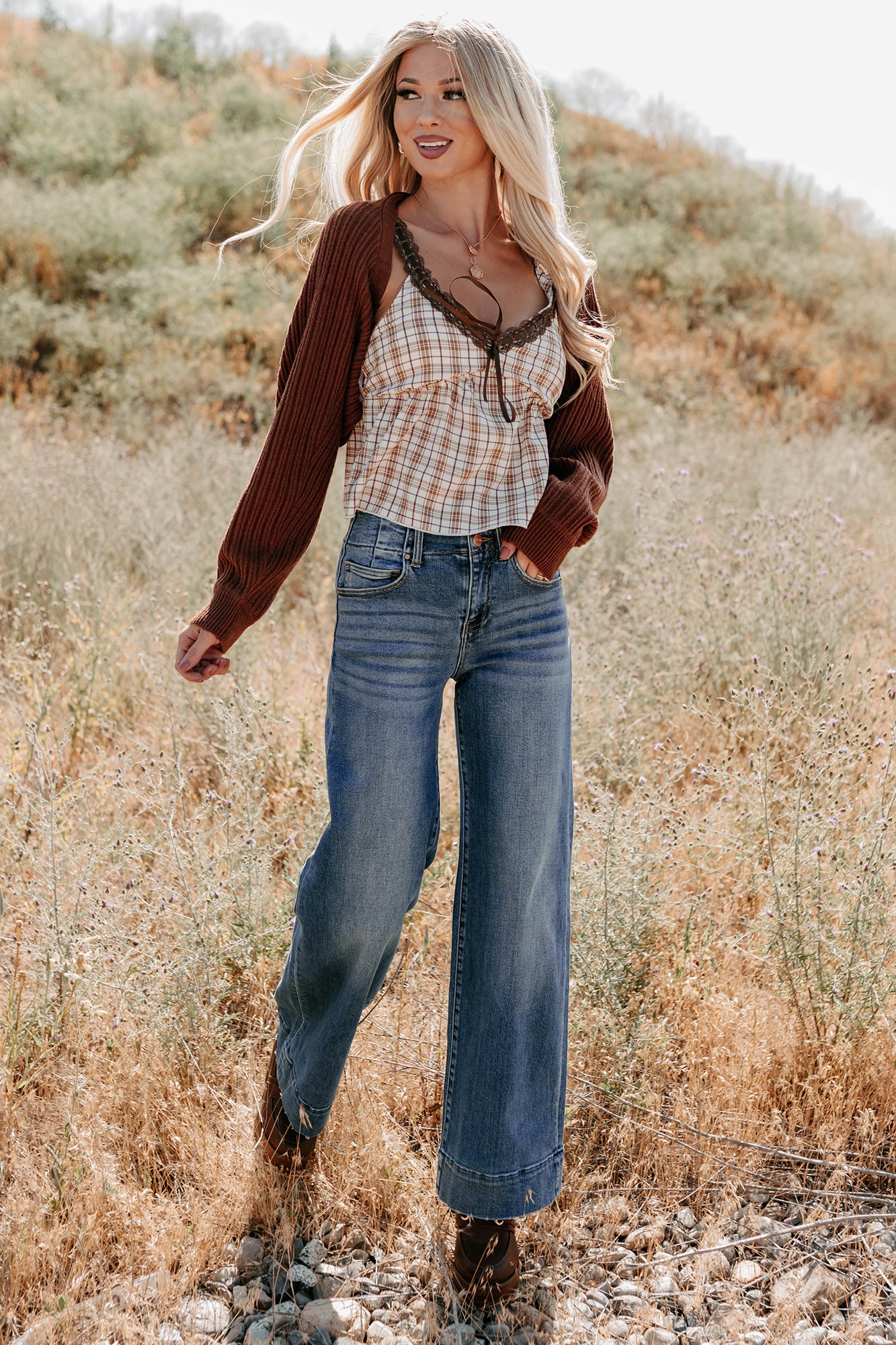 Toasted Coconut Season Bolero Shrug Cardigan (Chestnut) - Image 5