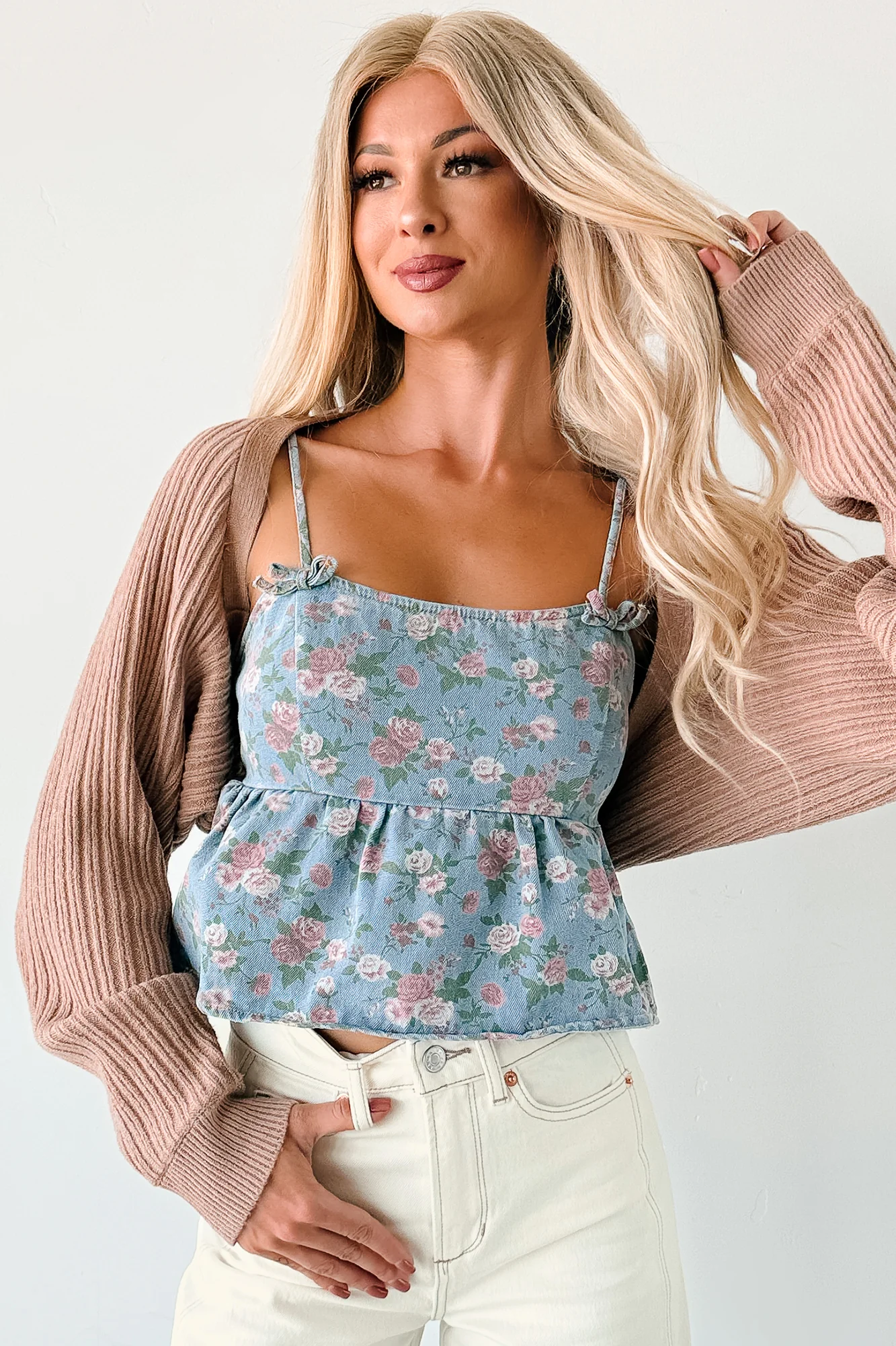 Toasted Coconut Season Bolero Shrug Cardigan (Dark Taupe) - Image 13