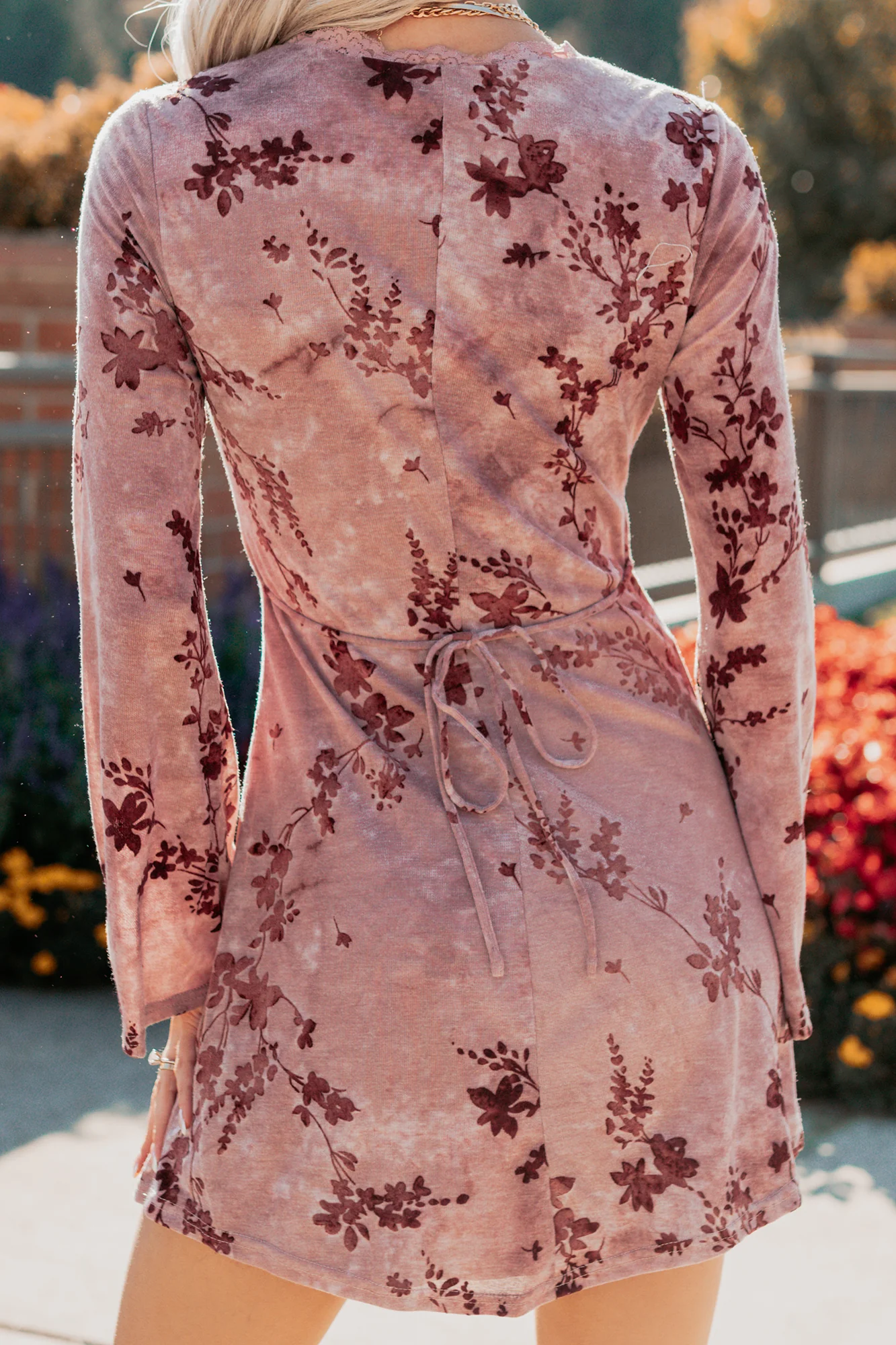 Top Tier Love Floral Velvet Mini Dress (Blush) - Image 3
