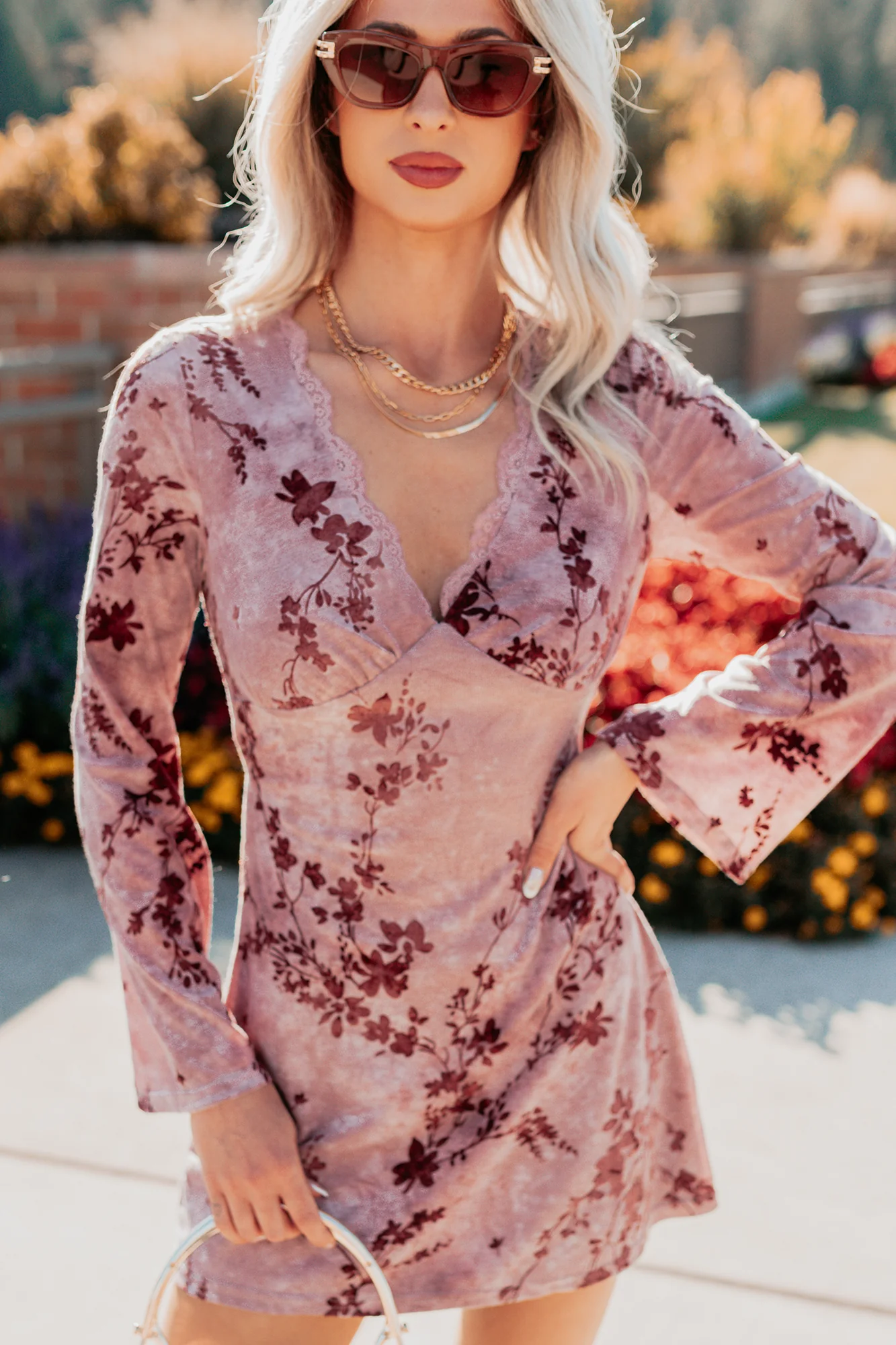 Top Tier Love Floral Velvet Mini Dress (Blush) - Image 6