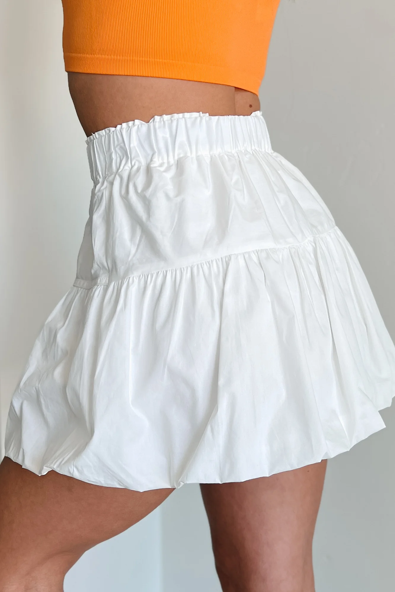 Total Infatuation Bubble Hem Mini Skirt (White) - Image 4