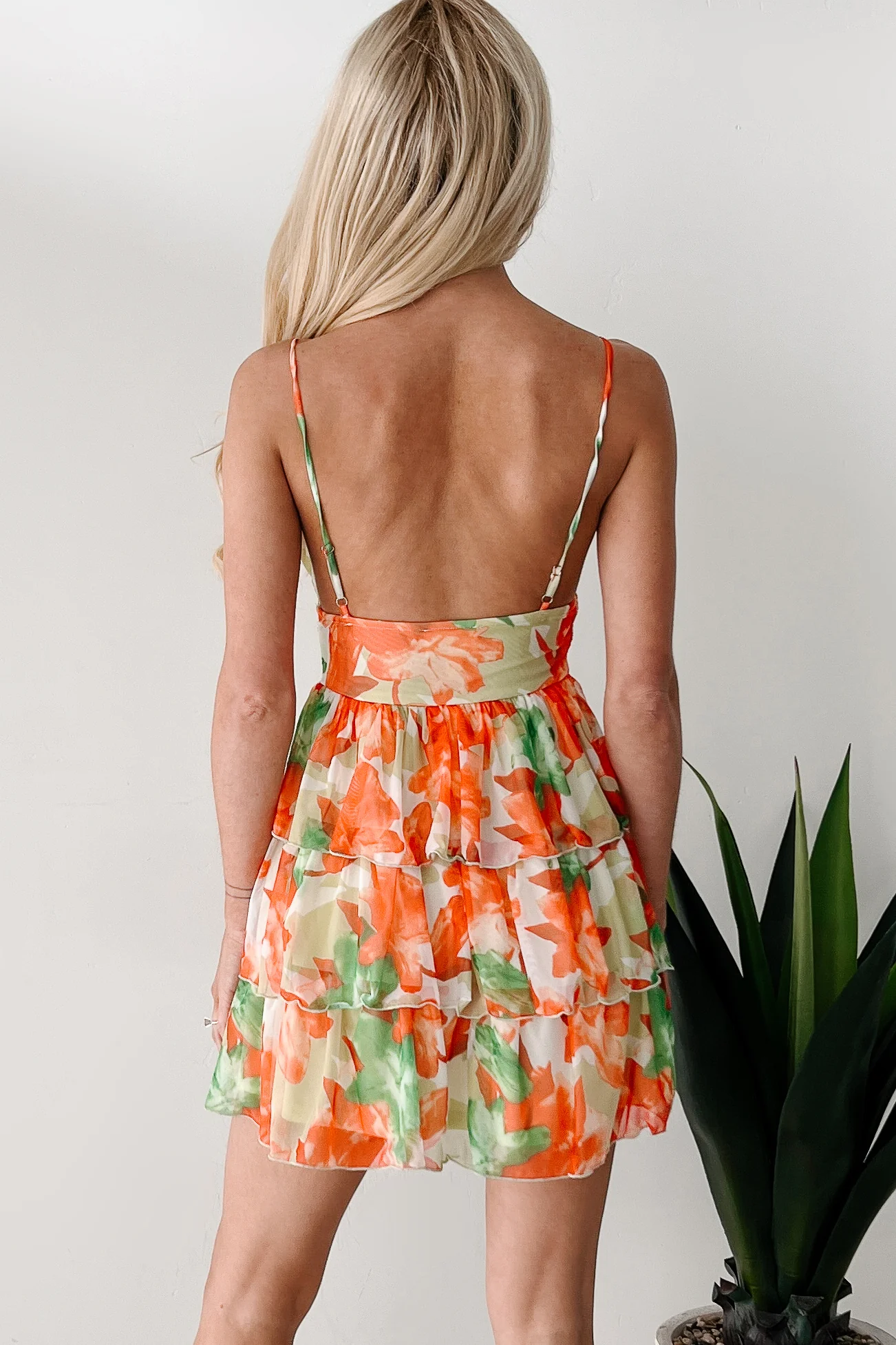 Travel & Explore Floral Ruffle Mini Dress (Orange) - Image 4