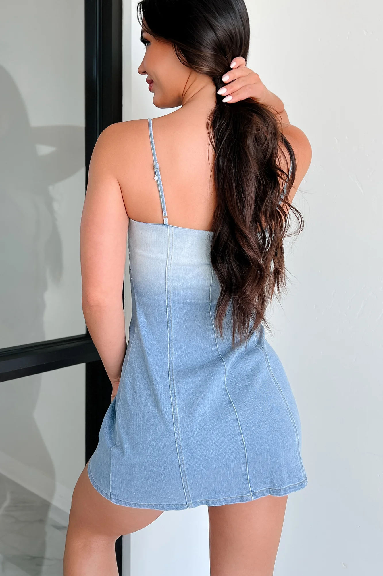 Trendy Tales Ombre Denim Mini Dress (Light Denim Blue) - Image 5