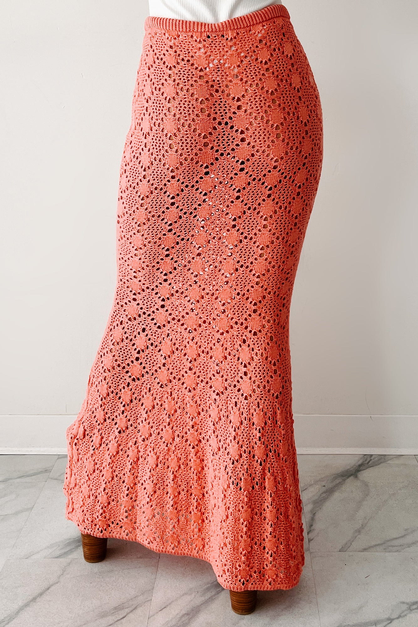 Tropical Trails Crochet Maxi Skirt (Coral) - Image 4